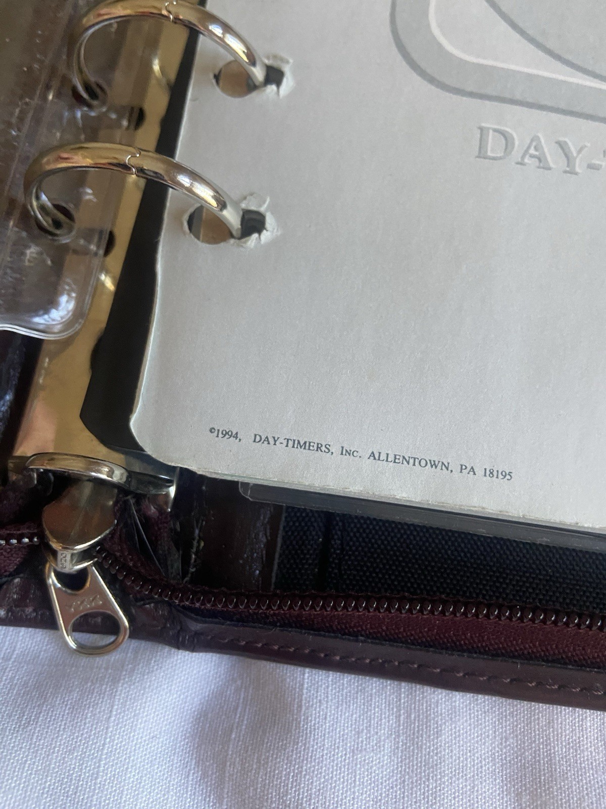 Vintage Day Timer 7 Ring Maroon/Burgundy CLASSIC Zipper Planner Binder Organizer