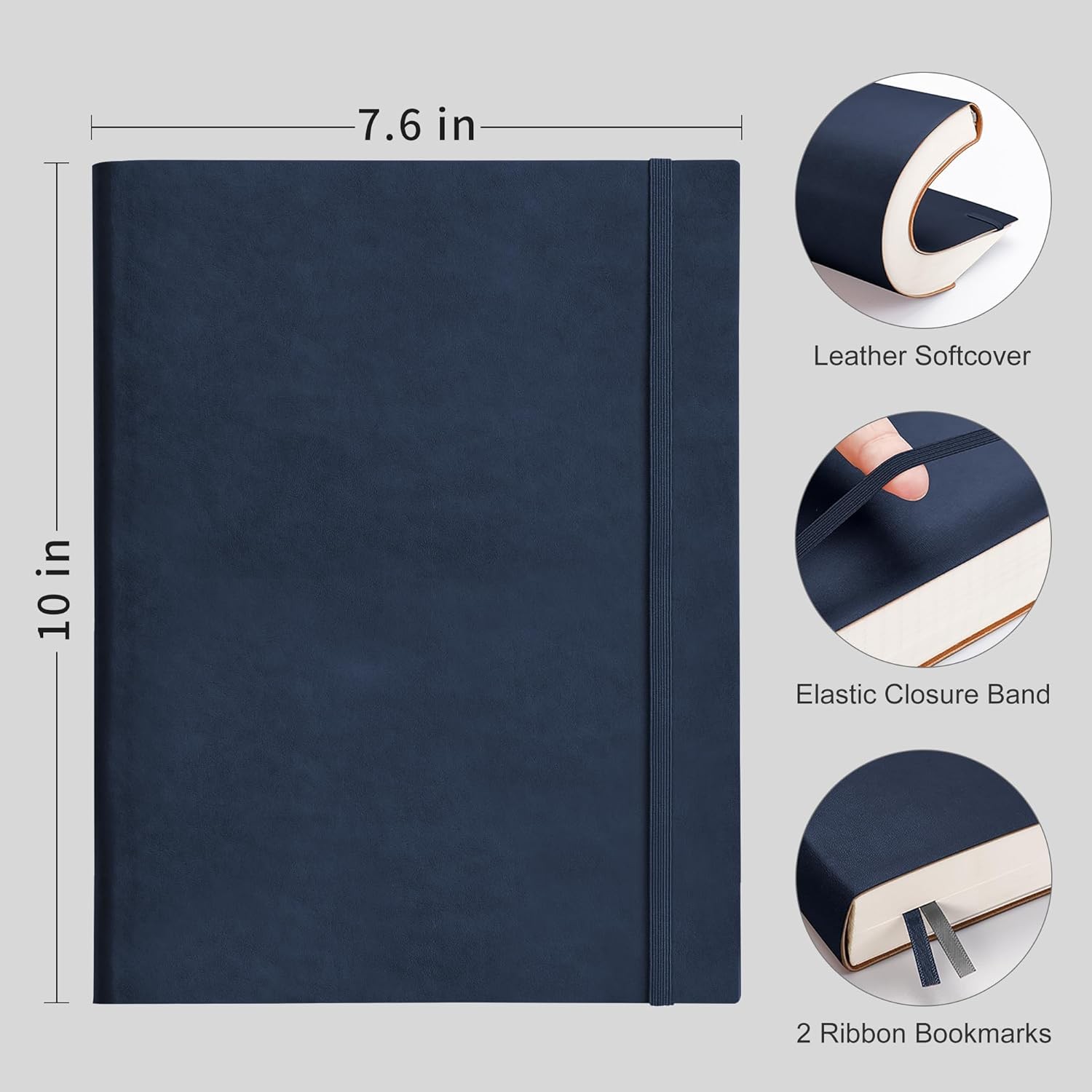 RETTACY Bullet Dotted Journal Notebook, 2-Pack, 192 Black & Navy Blue