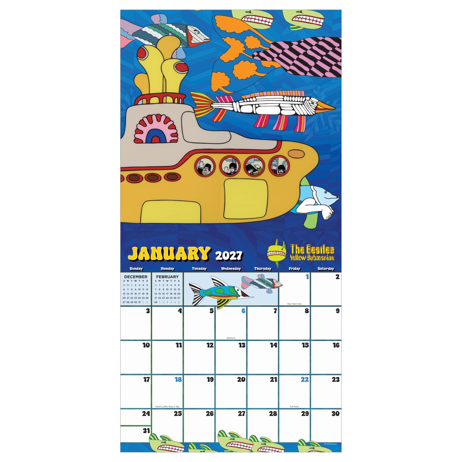 2027 The Beatles: Yellow Submarine Wall Calendar