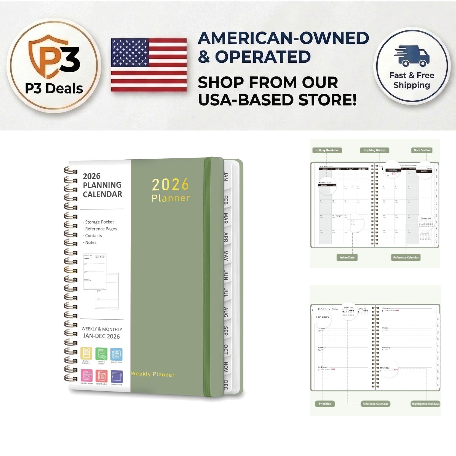 2026 Yearly Planner with Motivational Quotes – Perfect for Students & Teachers