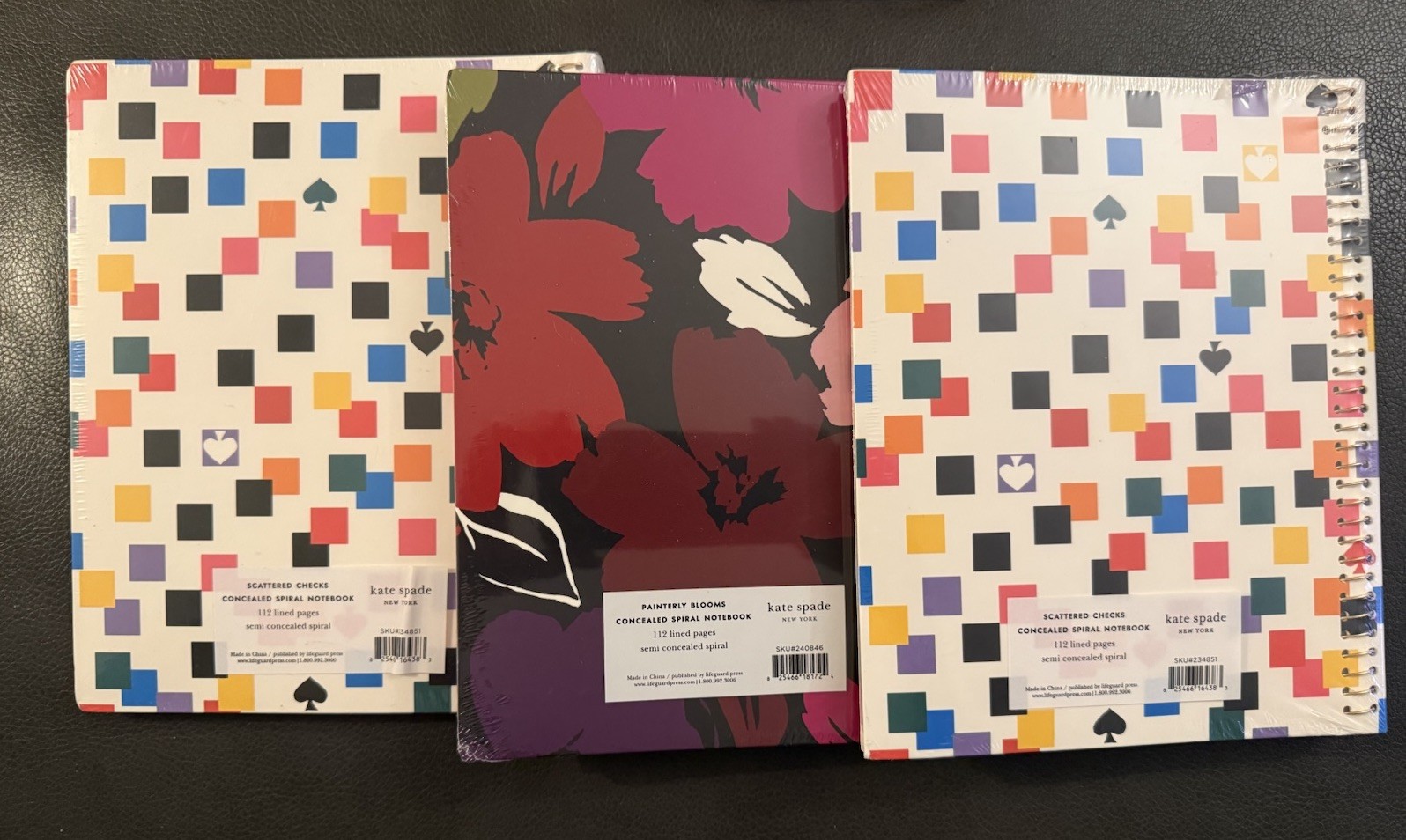 4-NWT Kate Spade New York Semi Concealed Spiral Notebooks 2 Patterns Lined Pages