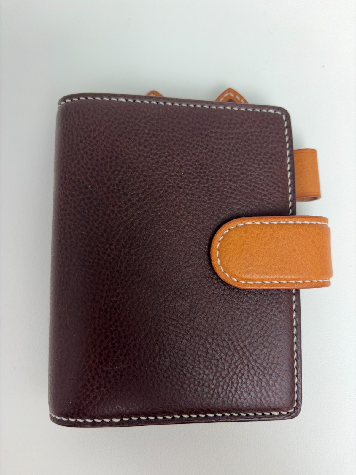 Handmade Leather Planner Binder, A7 Pocket Size, Brown & Tan Colorblock