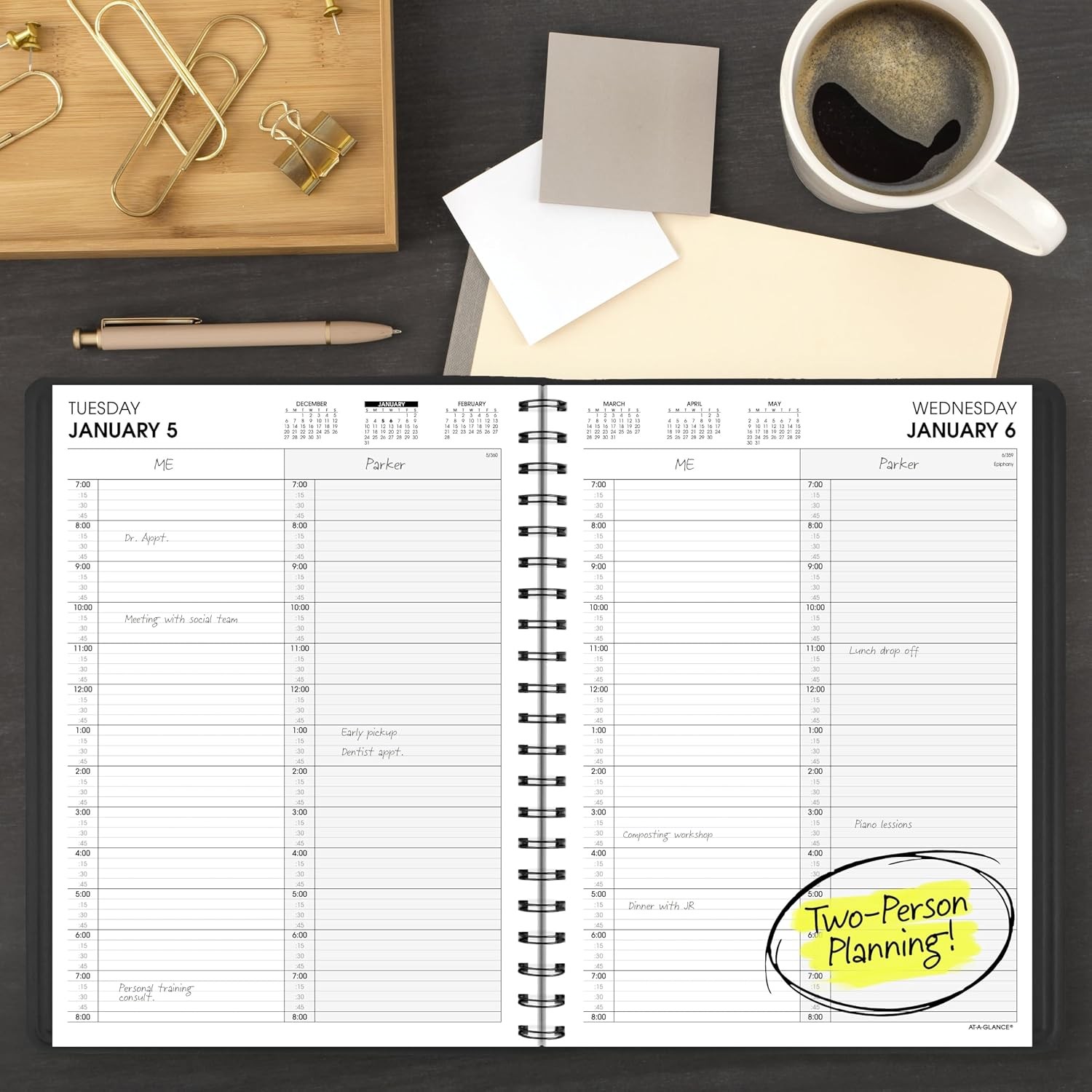 2027 Appointment Book Planner Daily Group Planner 8″ x 11″ Two Person