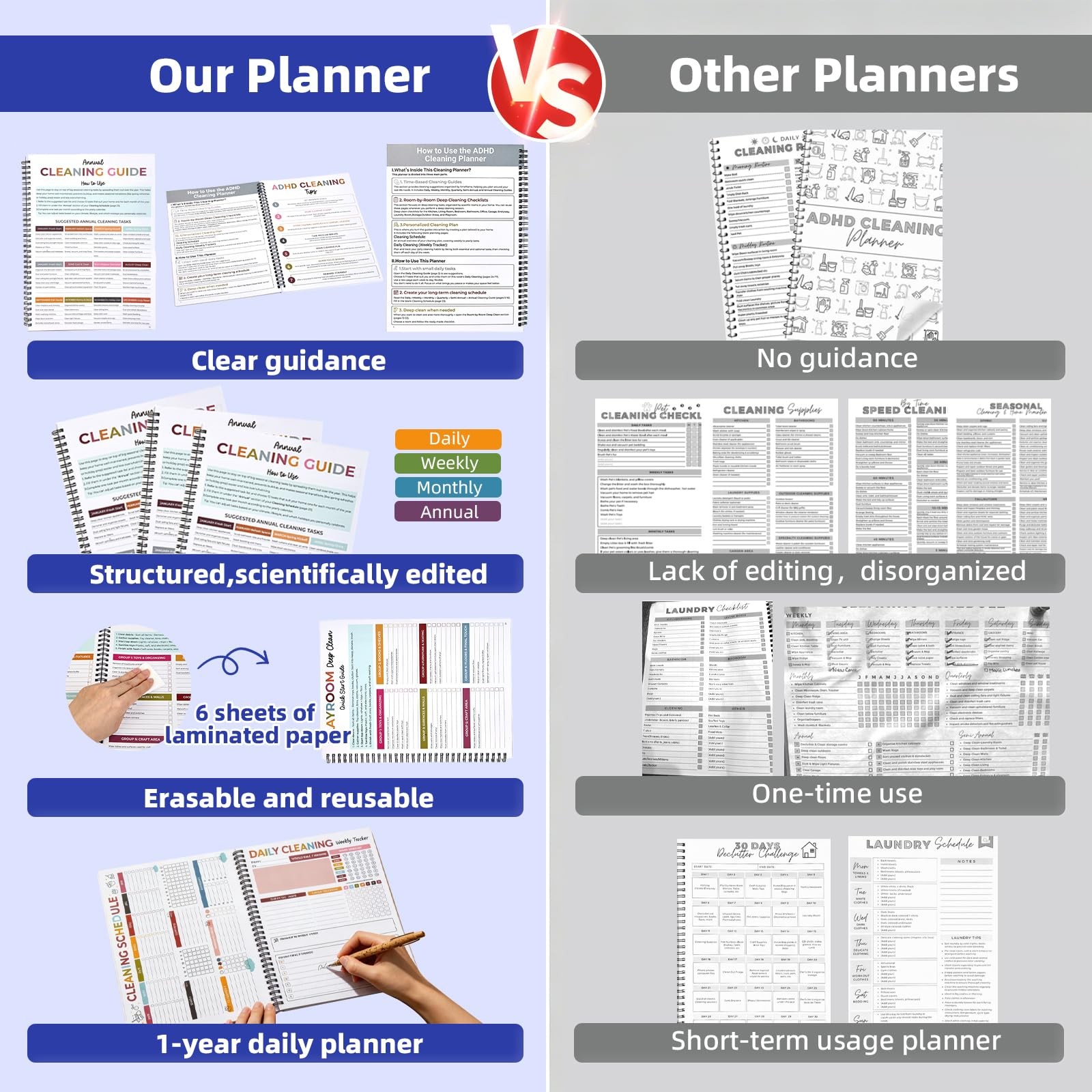 Reusable Adhd Cleaning Planner 2026 – House Cleaning Schedule And Checklist With