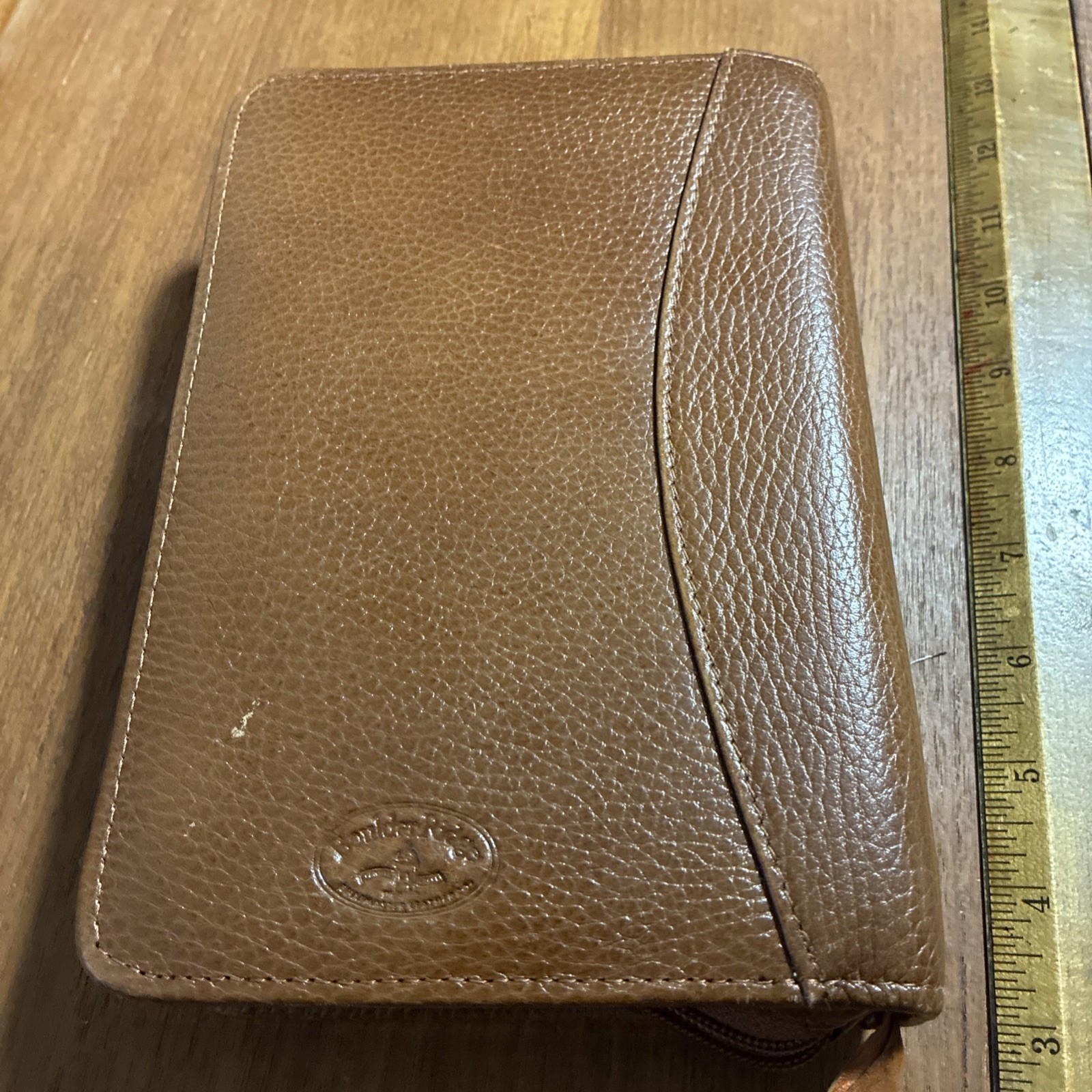 Boulder Ridge Leather Brown Binder Organizer Planner 6 Ring Zip Around Wallet A6