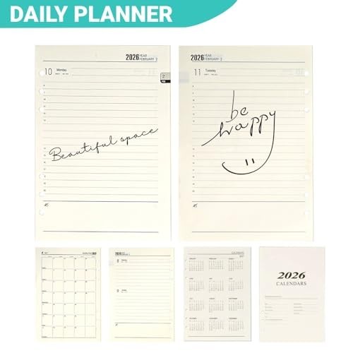 A5 2026 Weekly & Monthly Planner Refill, 176 Pages, 6-Hole Punched, Daily Calend