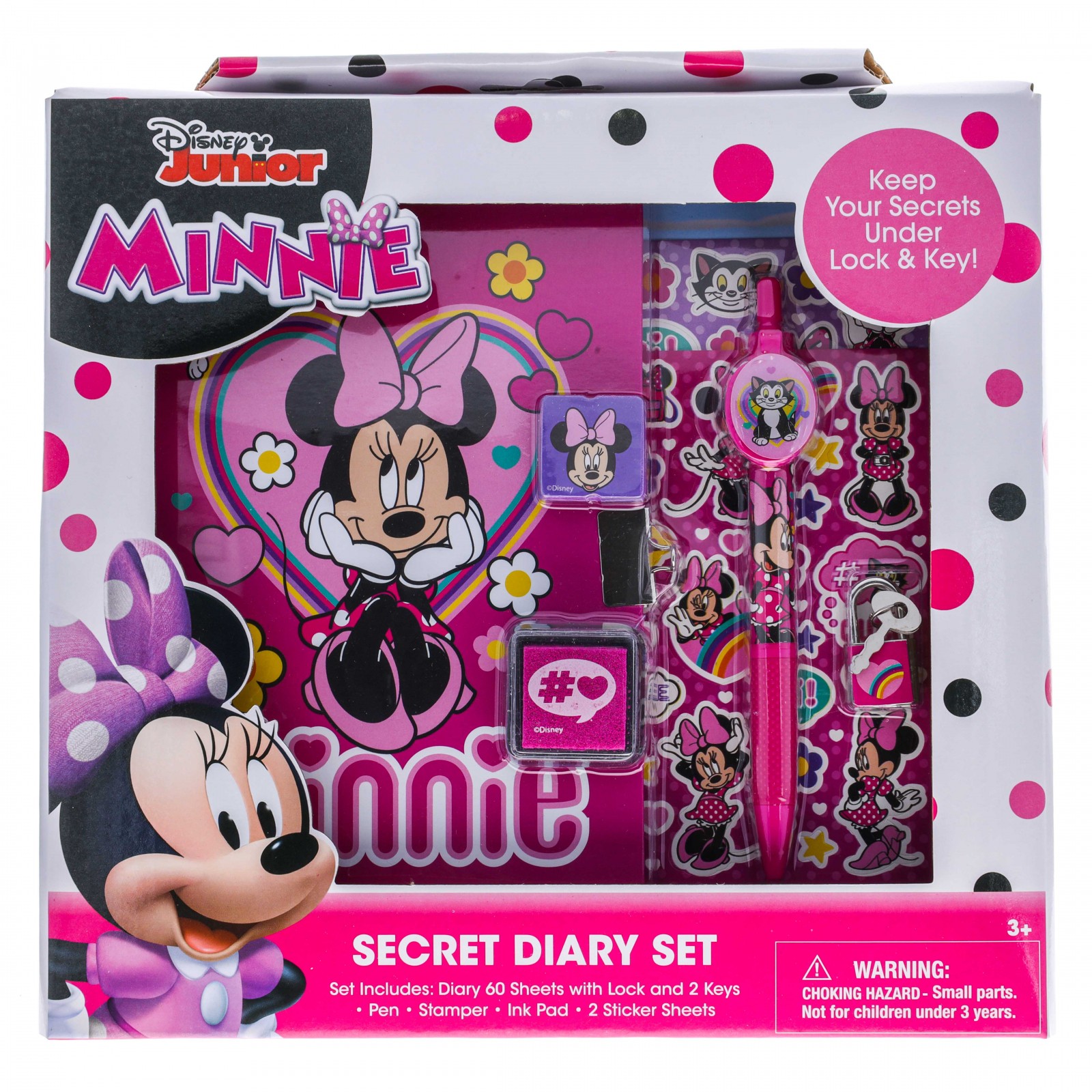 Disney Minnie Mouse 8pc Diary with Lock Stationery Set Girls Ages 3 and Up