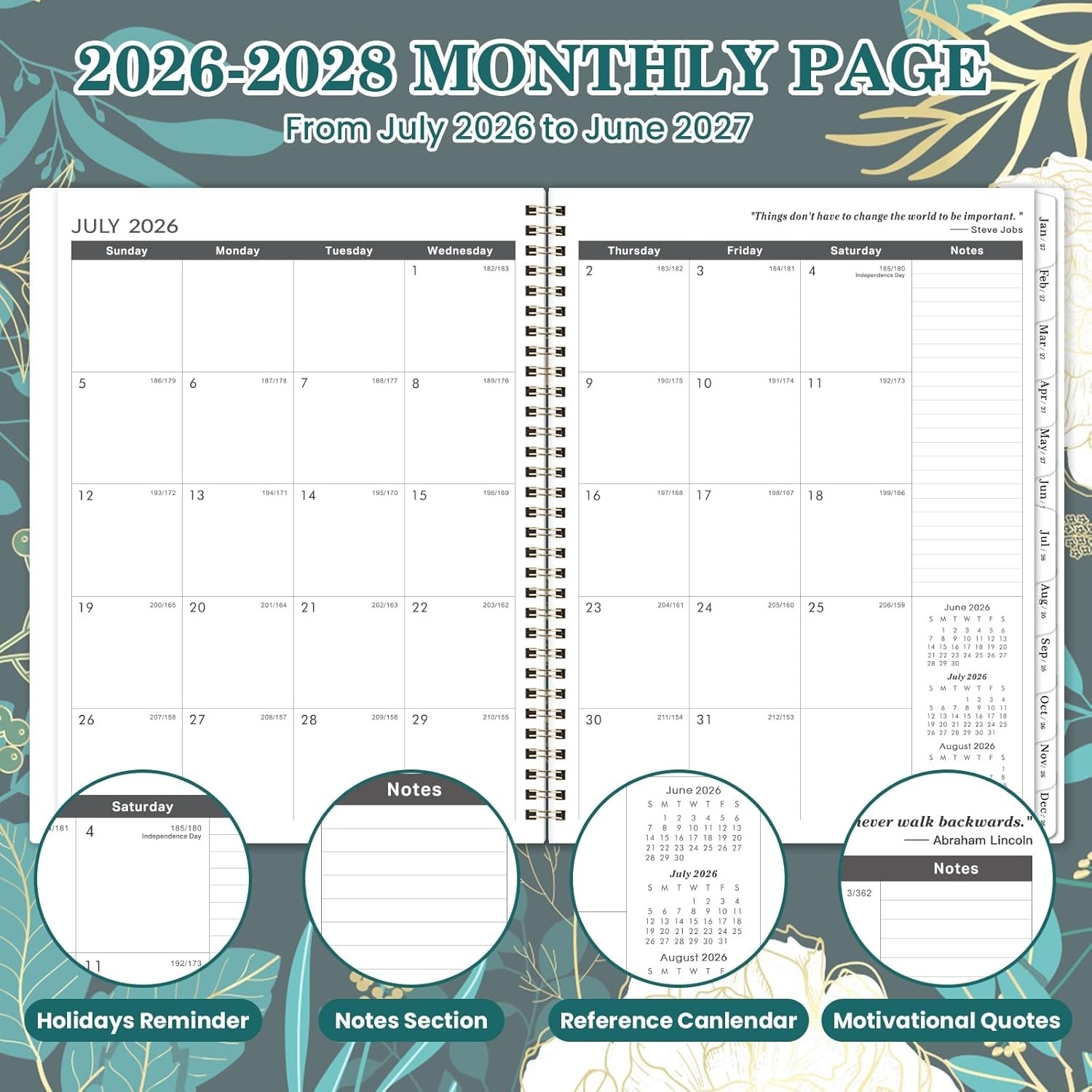2026-2028 Monthly Planner: Luxurious Organizer with Twin-Wire Binding, 11″x9″