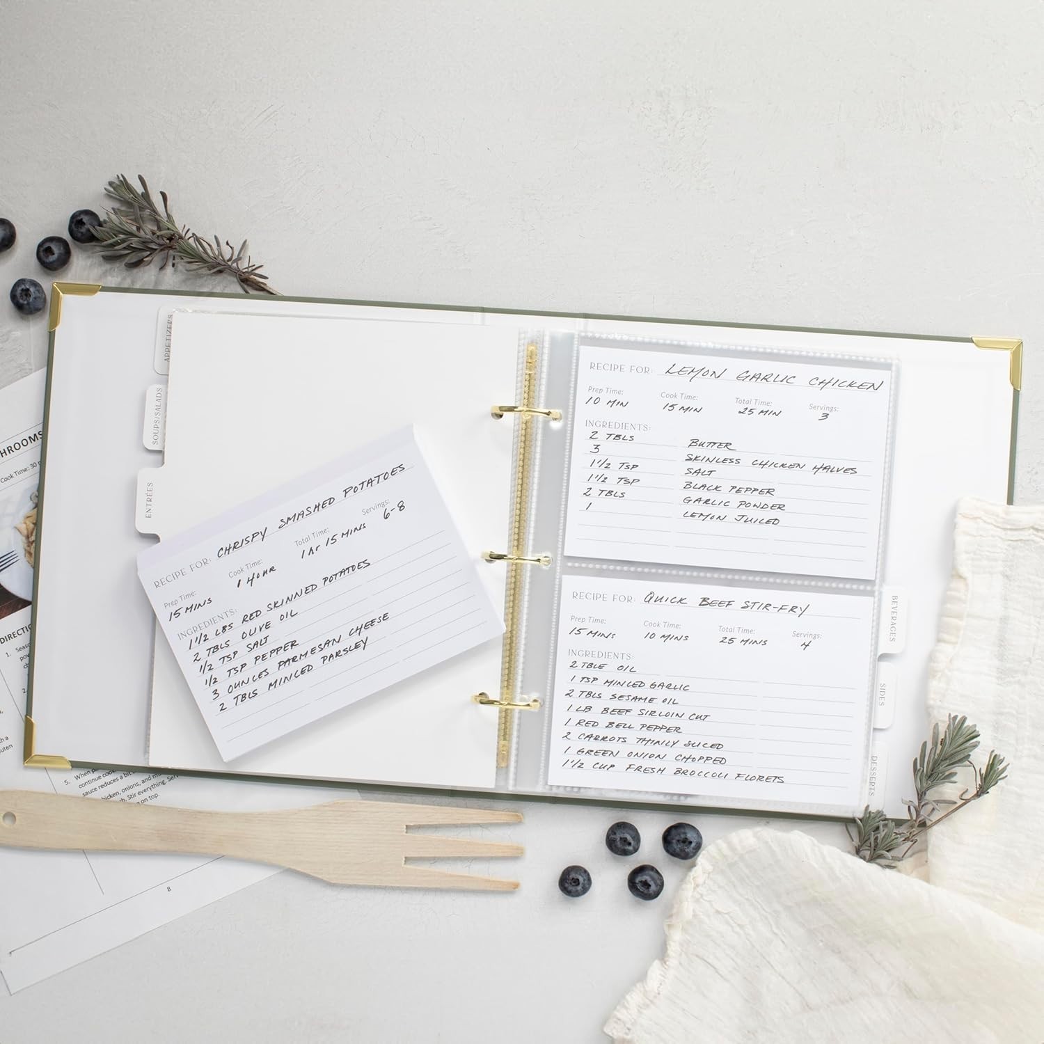 Aesthetic Recipe Binder with Polyester Waterproof cloth Cover – The Perfect R…
