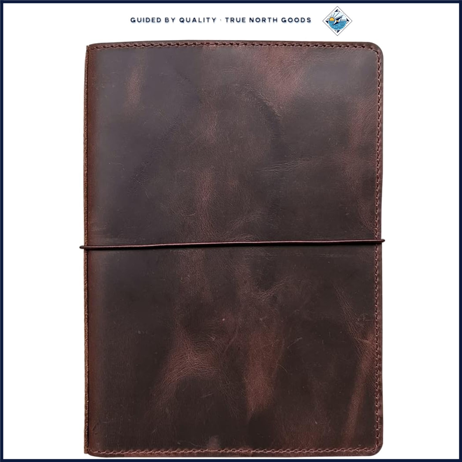 Stylish A5 Leather Notebook Cover with Durable Elastic Closure and Card Slots