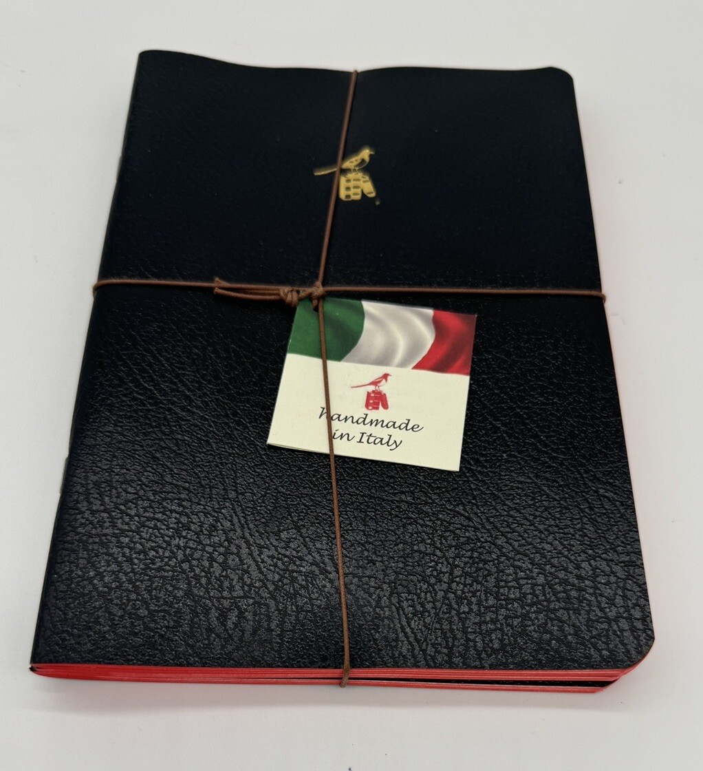 Bieffe Handmade Journal Notebook Made in ITALY 3 Pack Black Faux Leather NIP