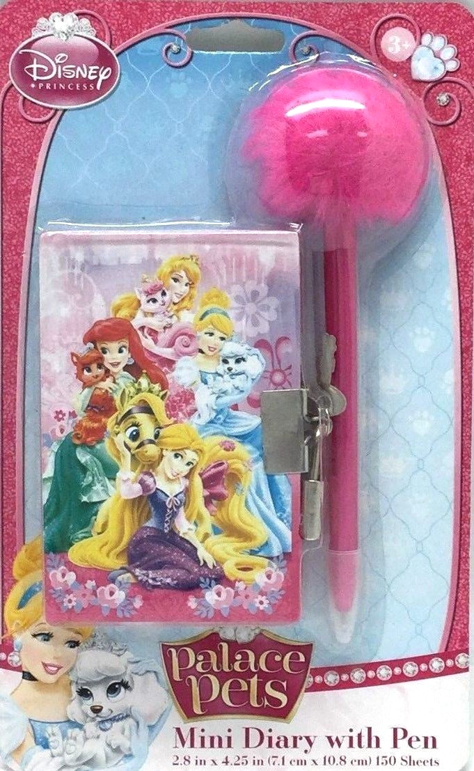 Disney Princess Palace Pets MIni Diary and Marabou Pen Lock & Key Set 150 Sheets