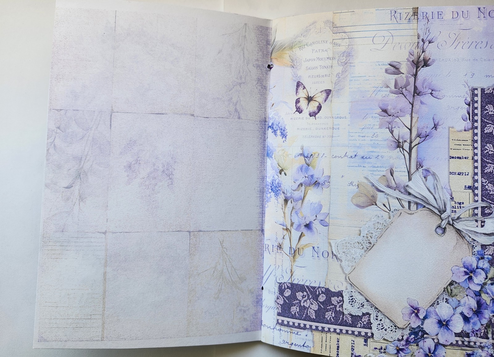 Junk Journal Booklet “LAVENDER DREAMS” 50+ pcs Ephemera Vintage Purples 40pgs