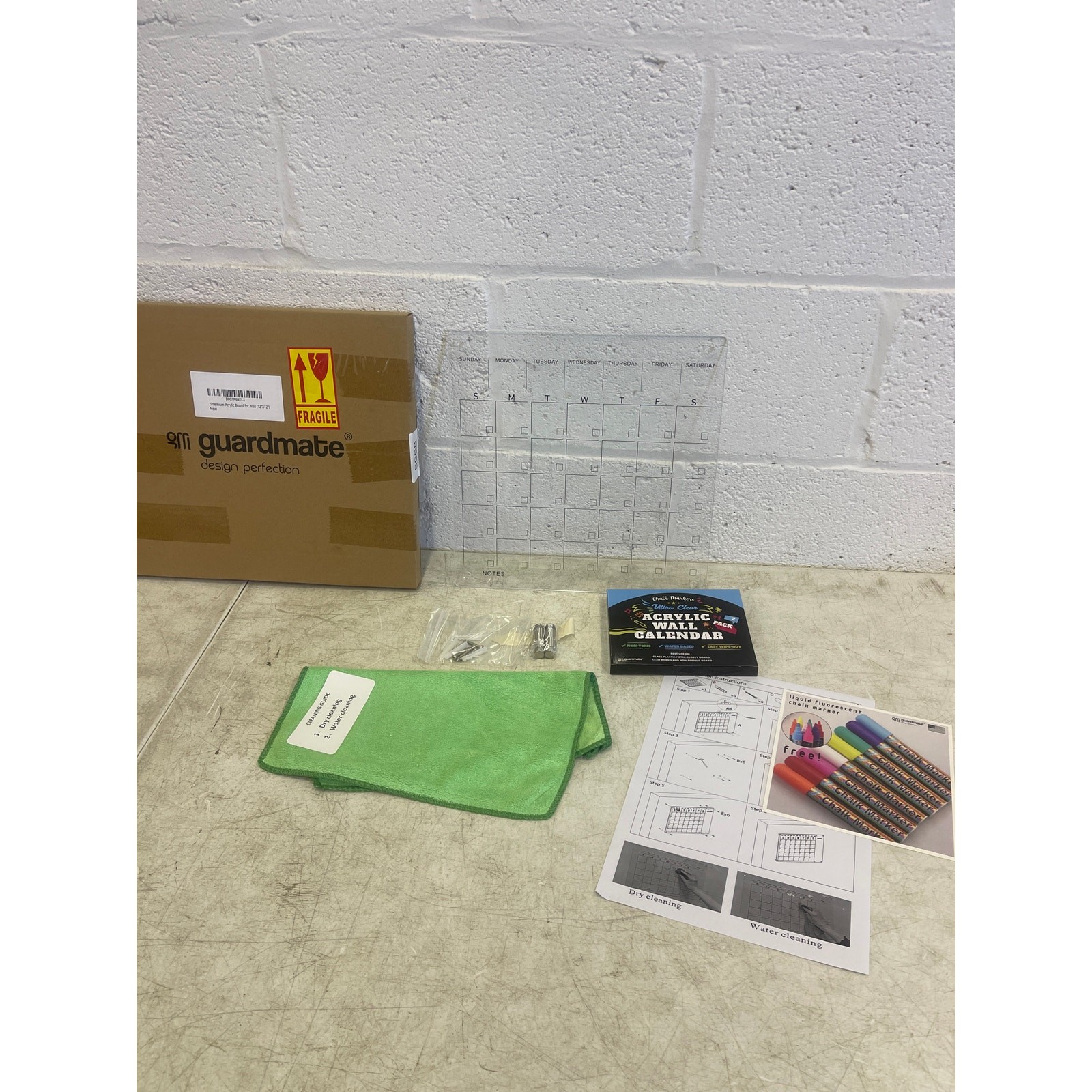 12″ X 12″ Guardmate Acrylic Wall Calendar Clear Calendar Whiteboard