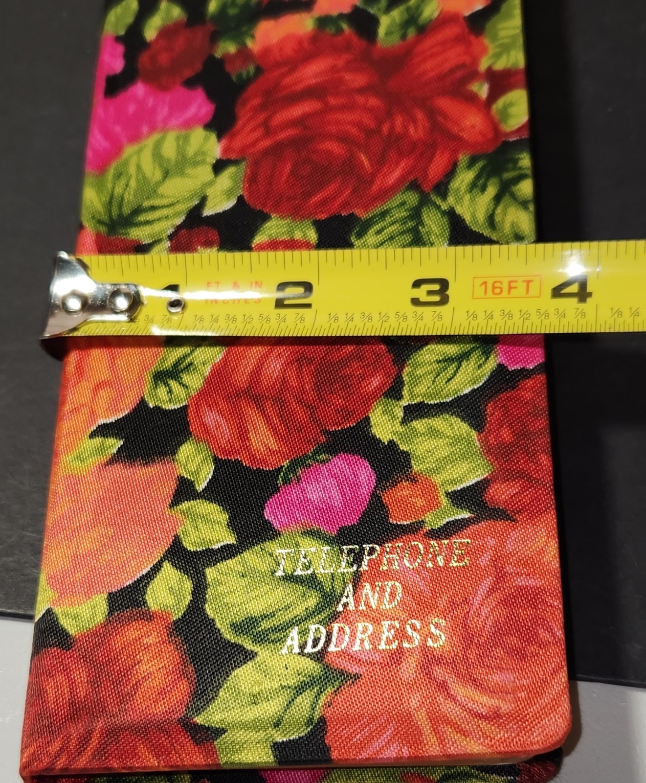 VTG Address & Telephone Book Bold 1960s Red, Orange, Pink Silky Floral Fabric