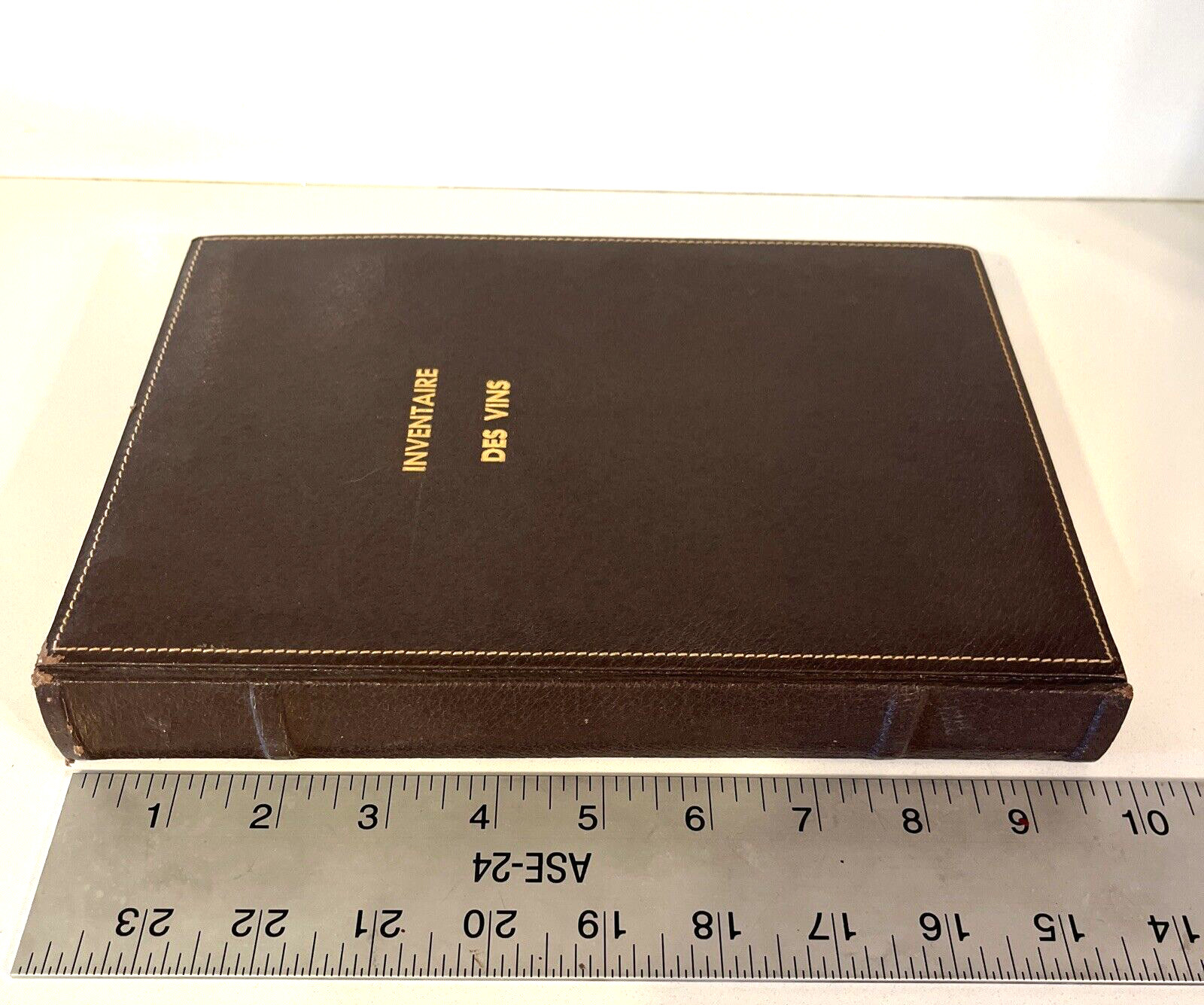 Italian Leather Wine Journal Inventaire Des Vins New Vintage-Gilt- Handsome Book