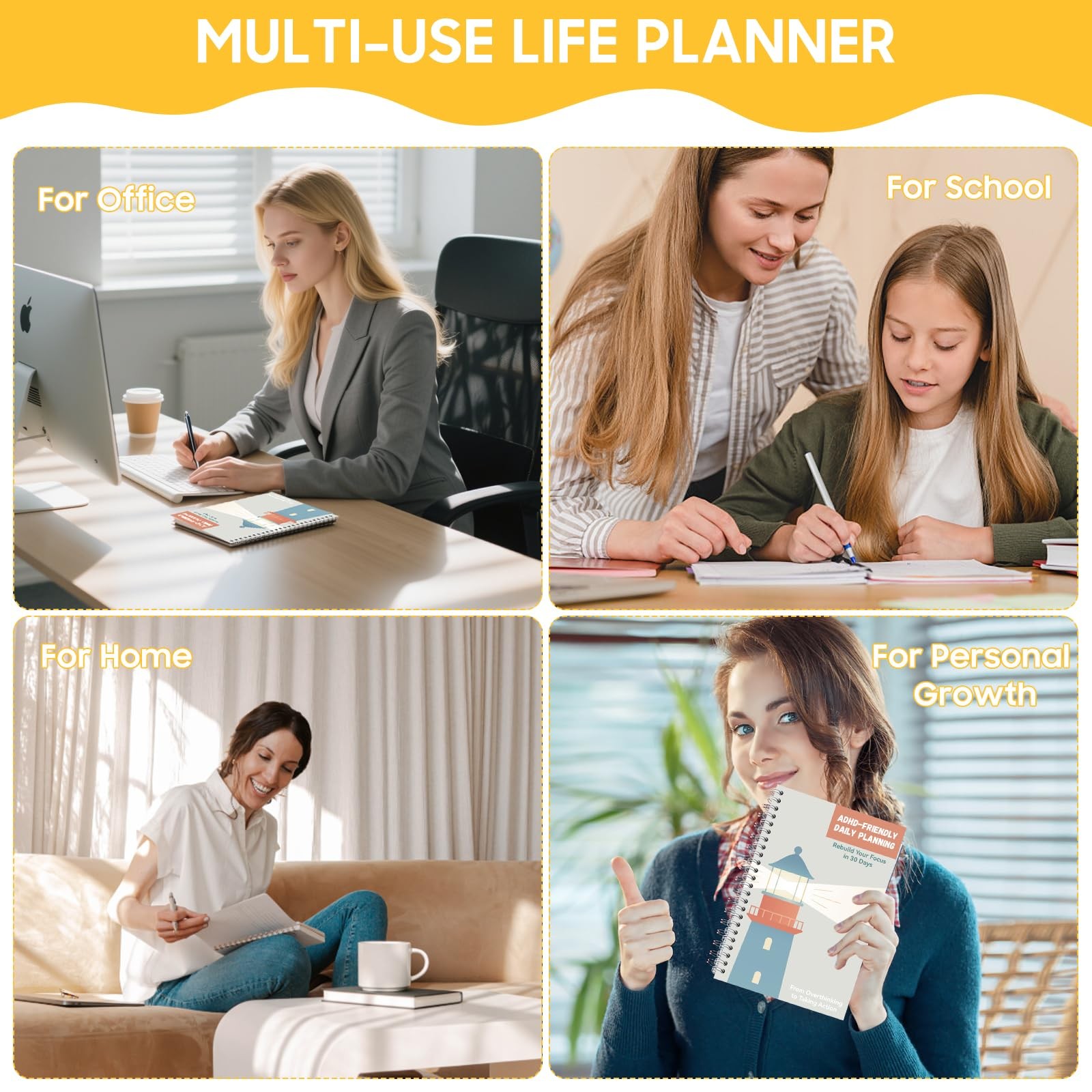 Adhd Planner For Adults And Teens, Undated Daily Spiral Planner With Brain Dump