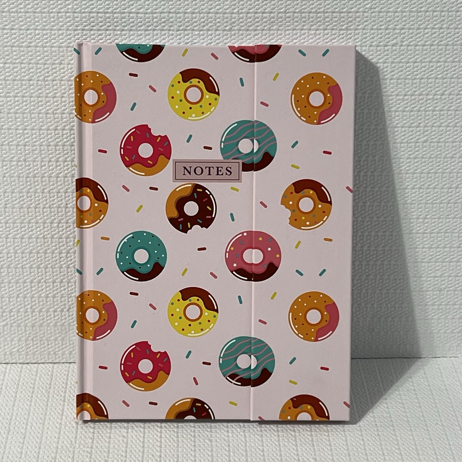 DONUT Hardcover Notebook Journal Pink Colorful Lined Flap