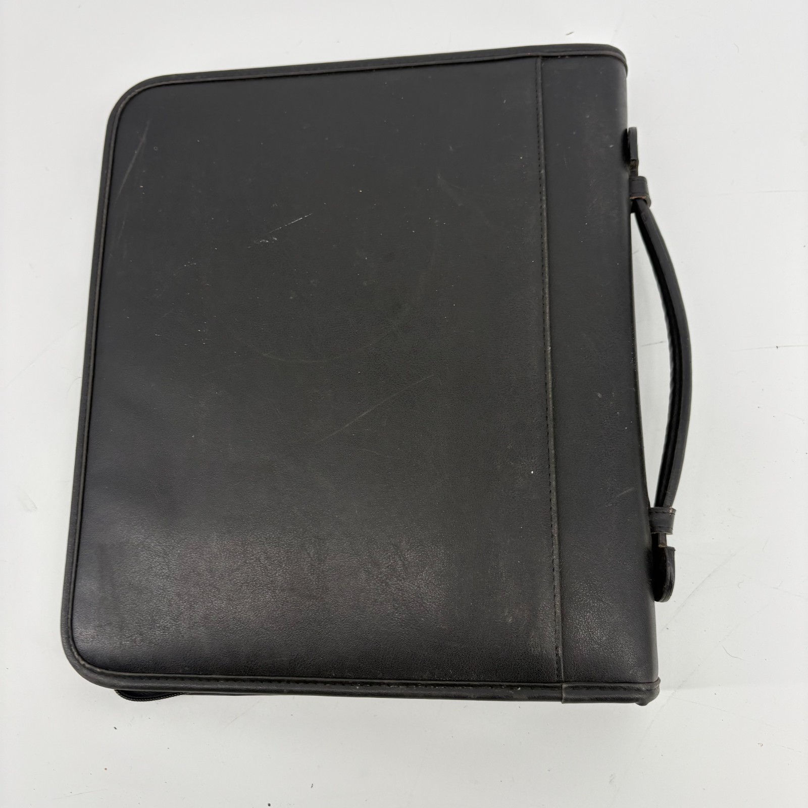 Portfolio Binder Notebook Cover Faux Leather Black Zippered Pen Loop w/Calculate