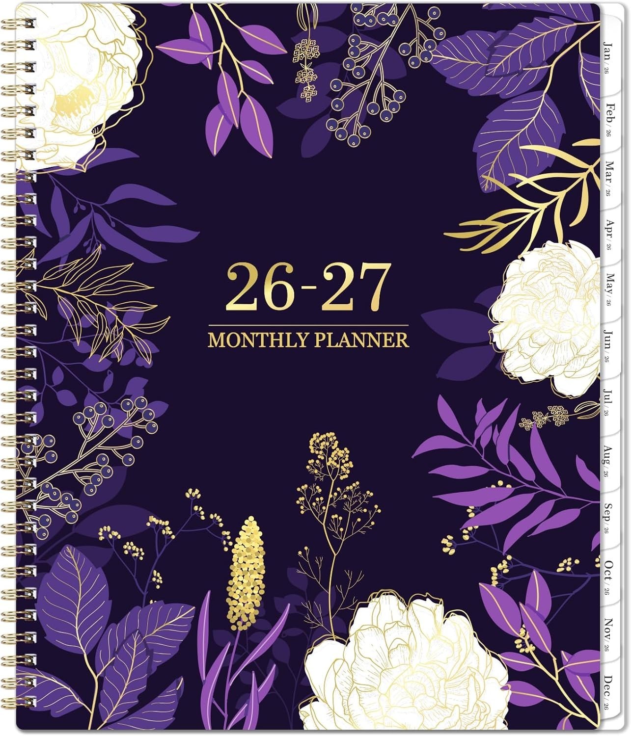2026-2027 Monthly Planner with Twin-Wire Binding | Elegant Purple Design