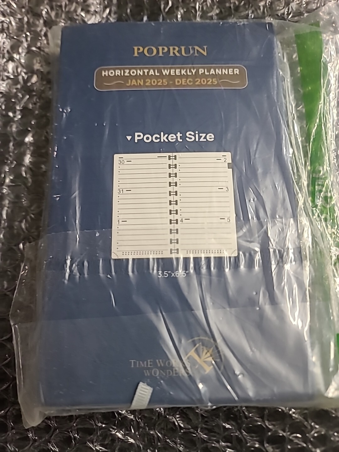 Jan25 Dec25Horizontal Weekly Planner Poprun 3.5″ x 6.5″ Hardcover Blue Pocket Sz