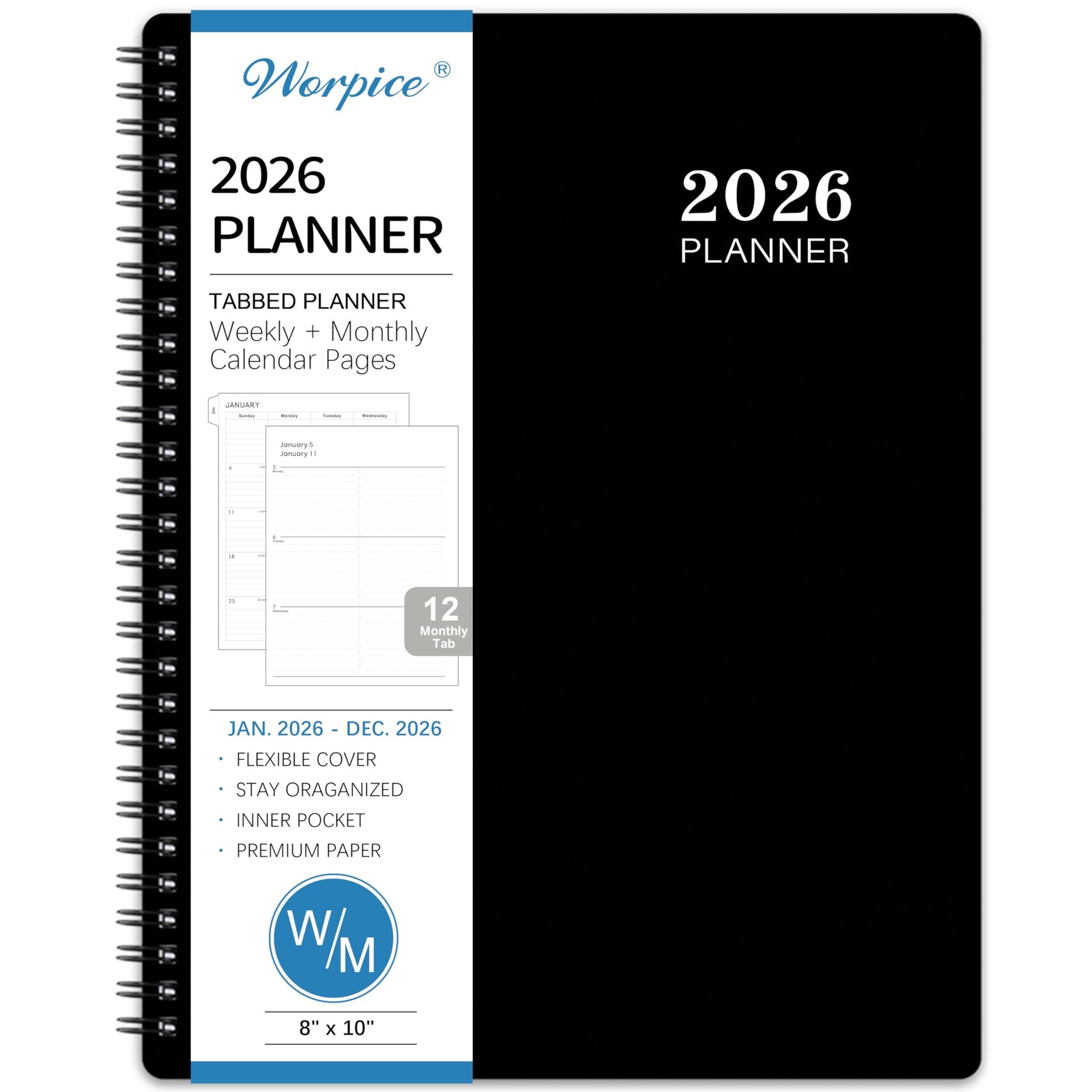 2026 Planner – 8” × 10”, Planner Weekly and Monthly 2026, from JAN to DEC 2026,