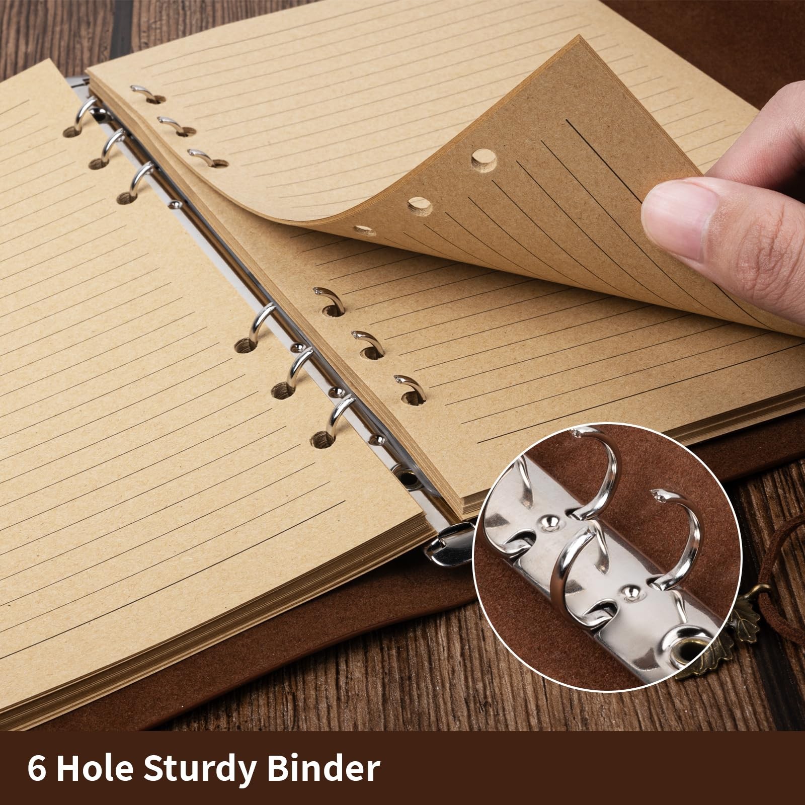 Billtigif PU Leather Journal Notebook, Refillable Travel A5(9.2″x6.5″), Brown