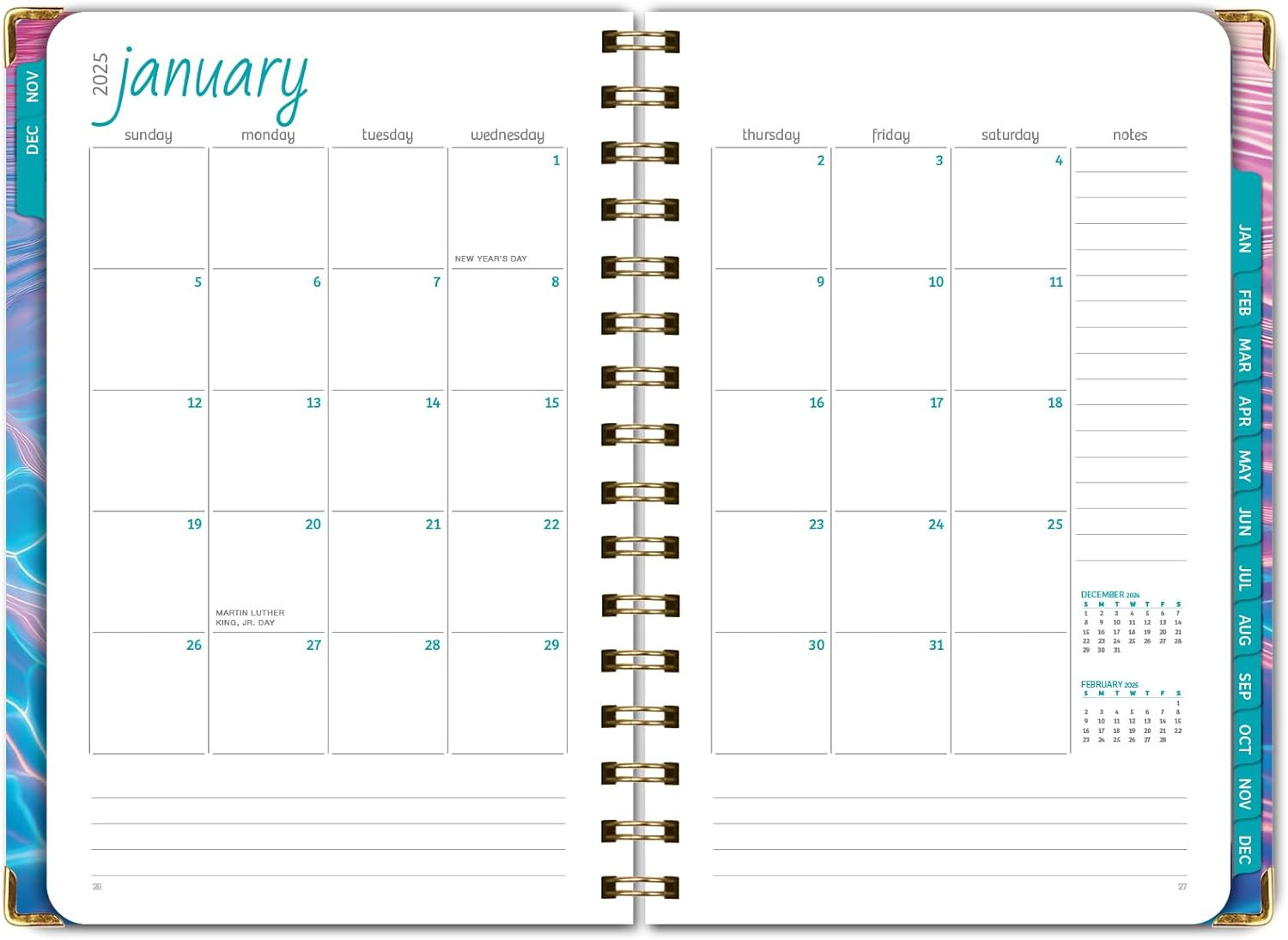 HARDCOVER 2025 Planner, 5.5″X8″: 14 Months (November 2024 – December 2025), Dail