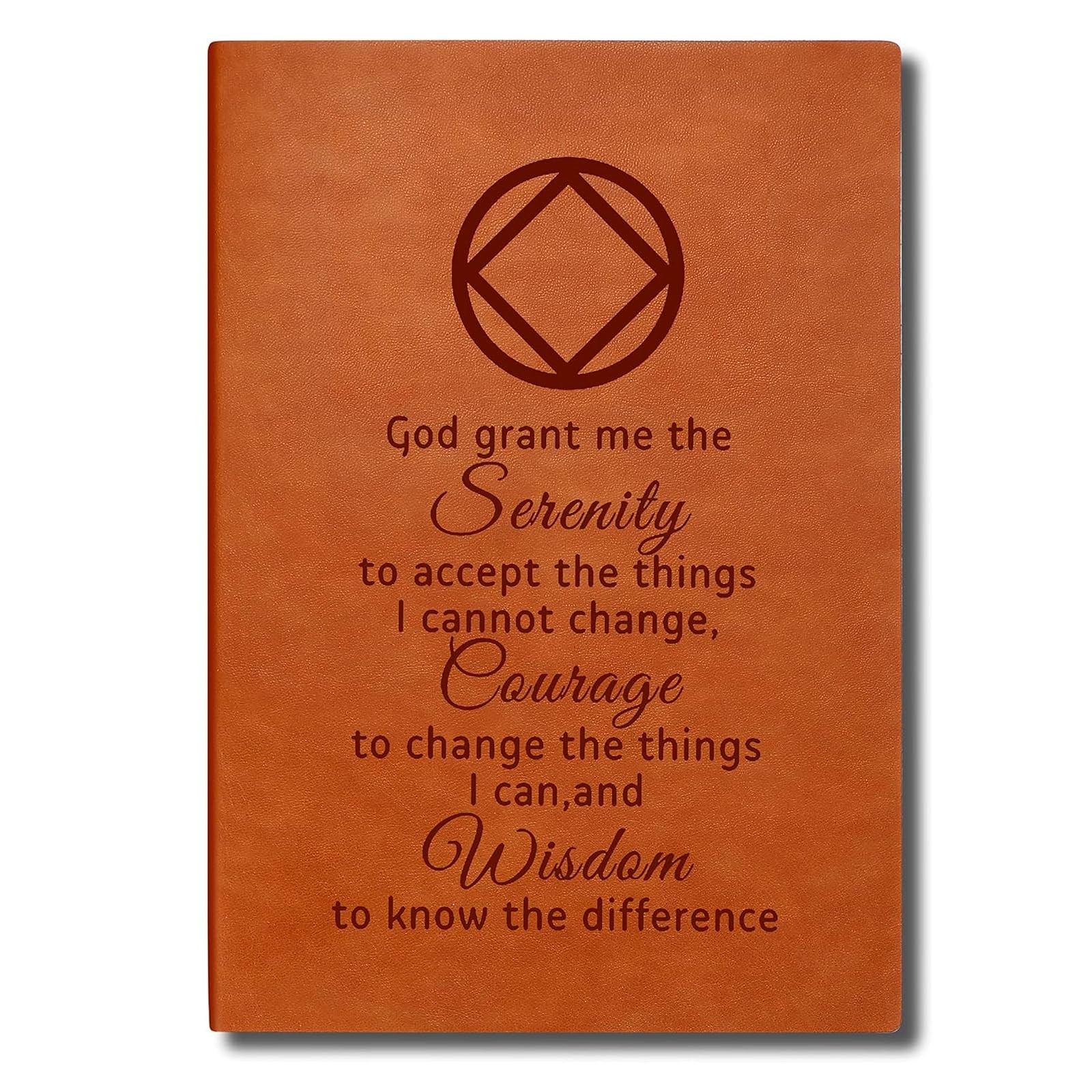 WHLBHG AA & NA Sobriety Leather Notebook 8.2 inches, God grant me-NA