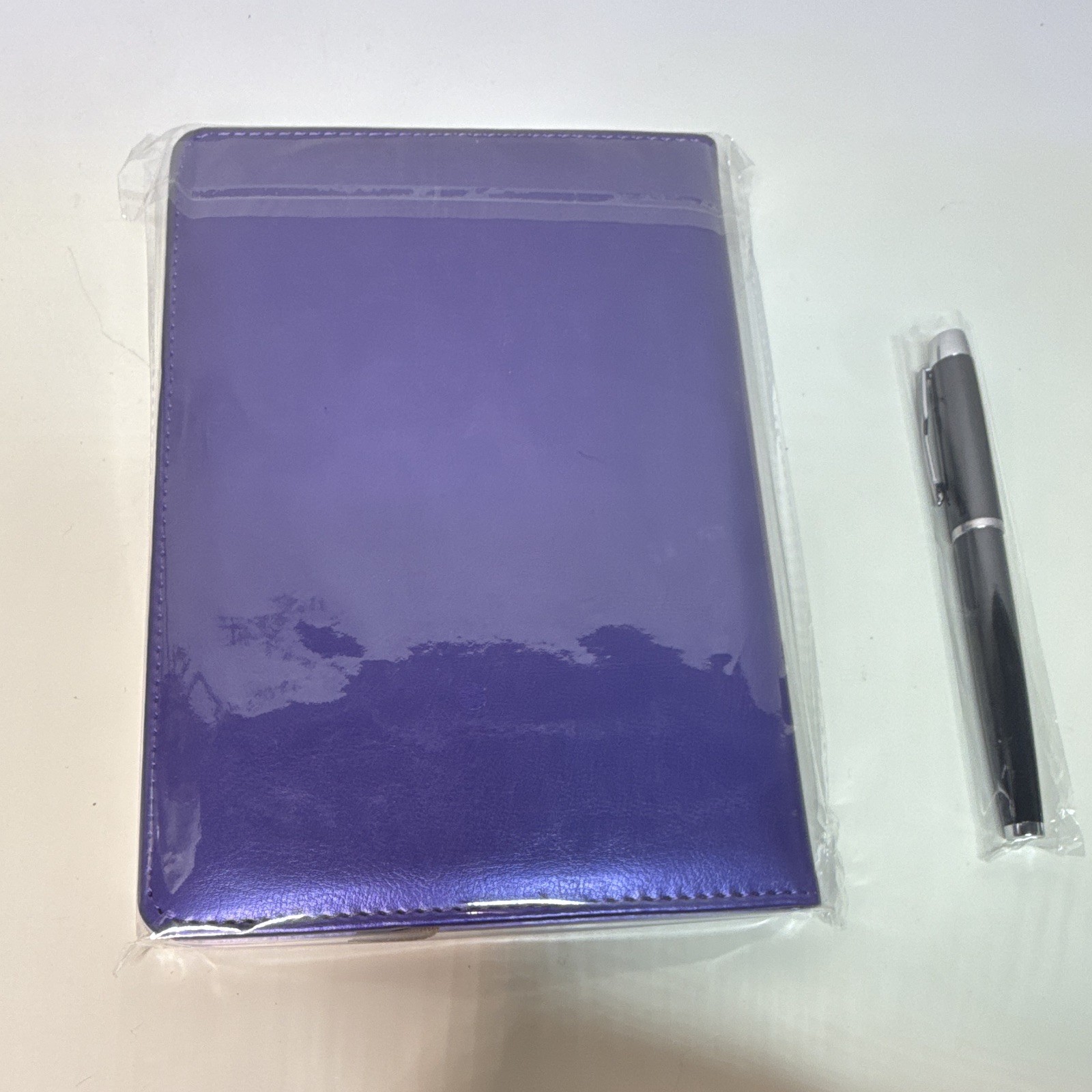 Purple Faux Leather Blank Journal/Diary Notebook w/ Gold Quote Cover & Pen