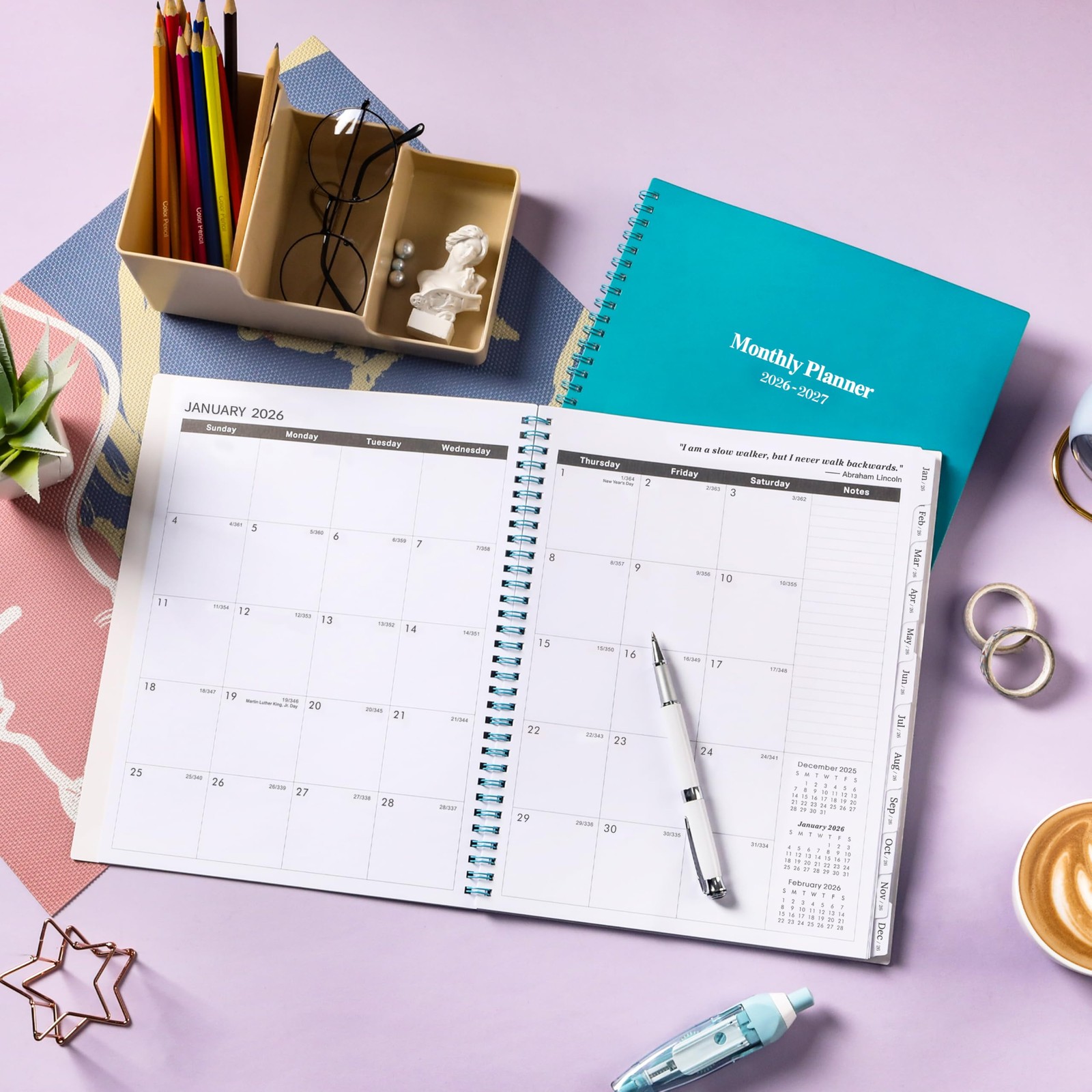 2026-2027 Monthly Planner – Calendar 9″ x 11″, Lake Green