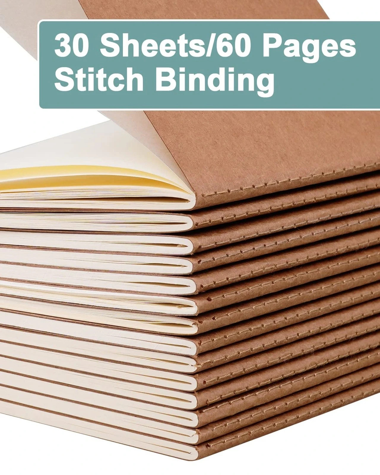 Small Notebook Bulk 60 Packs Pocket Journal Blank A6 (4.25 x 5.5 in) Kraft No