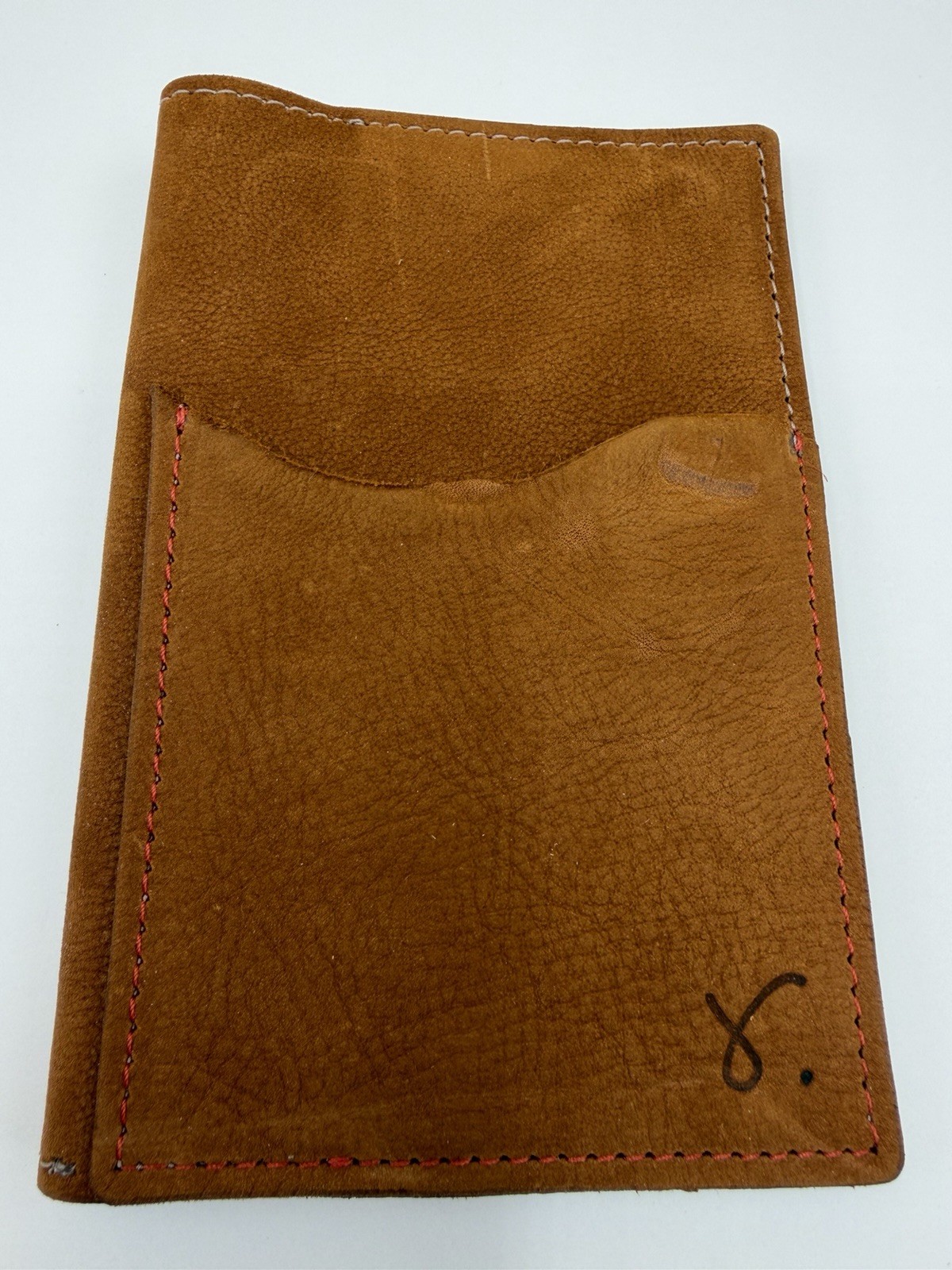 Sojourner Handmade Leather Field Notes Cover Pocket Notebook Brown Red Stitching
