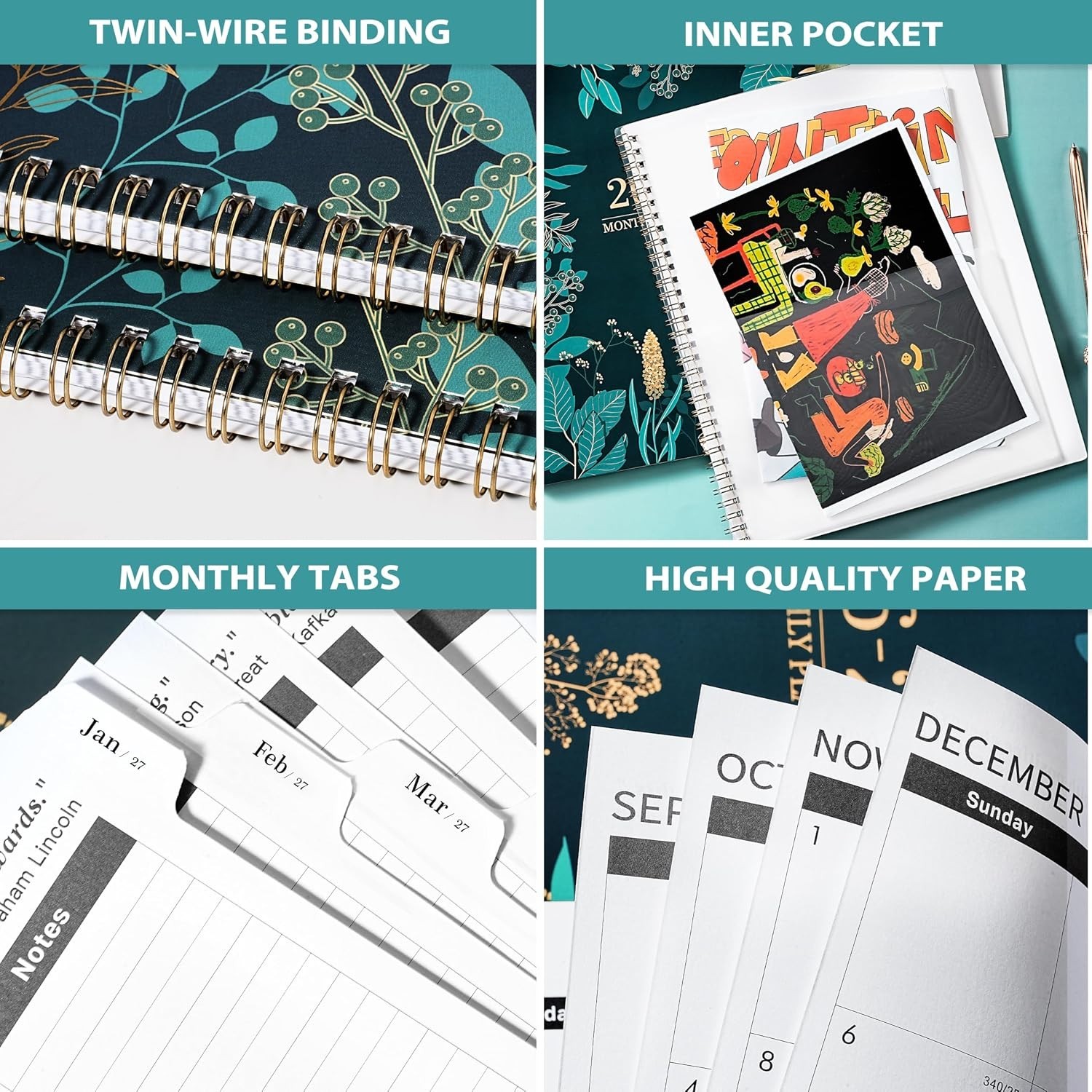 2026-2028 Monthly Planner: Luxurious Organizer with Twin-Wire Binding, 11″x9″