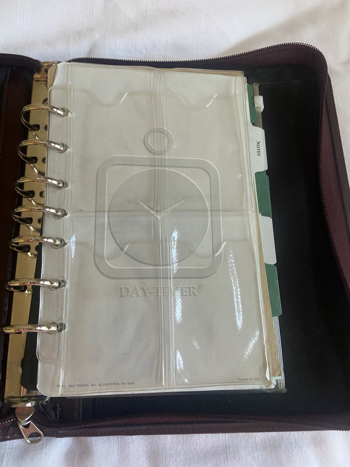 Vintage Day Timer 7 Ring Maroon/Burgundy CLASSIC Zipper Planner Binder Organizer