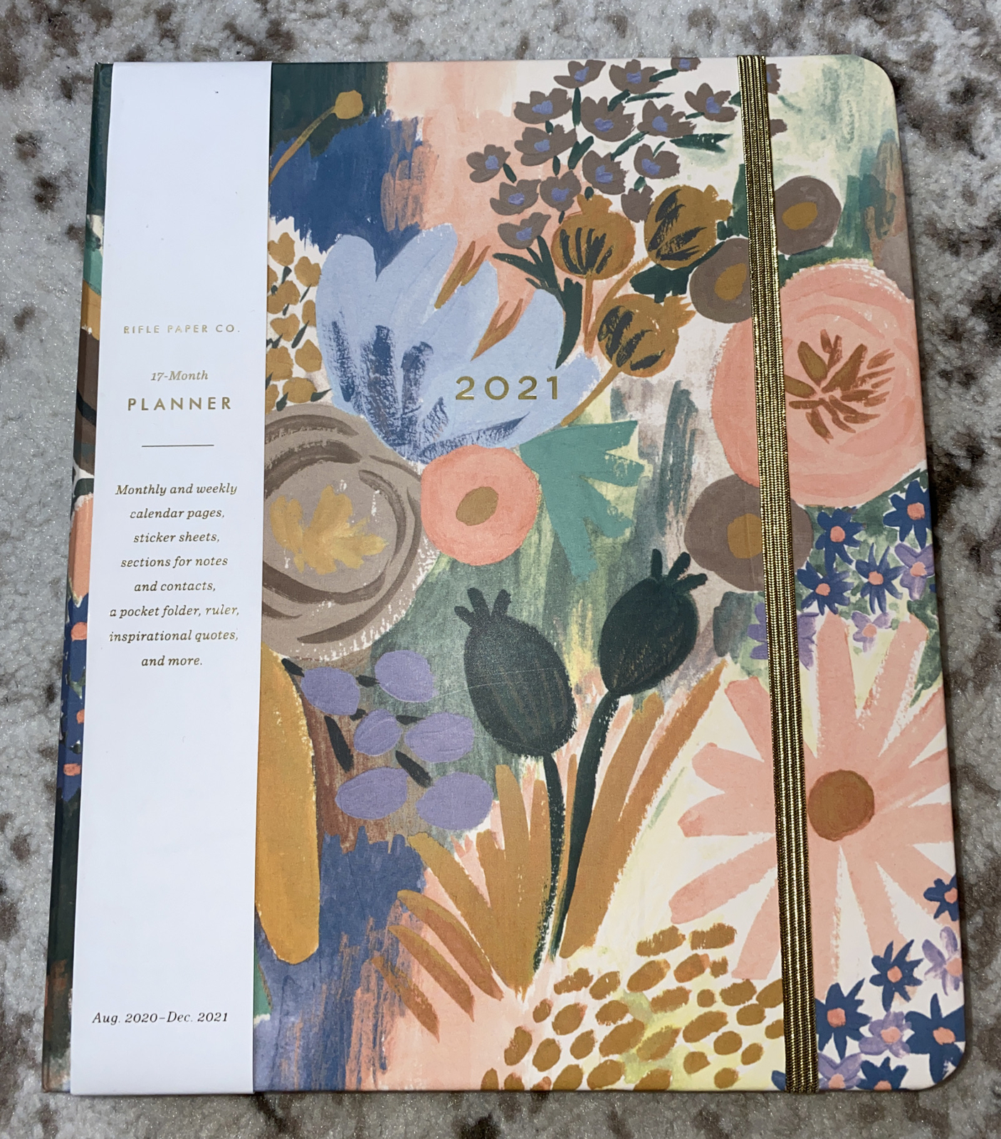 NEW Anthropologie Rifle Paper Co 2021 Flower Spiral Hard Cover Planner 17-month