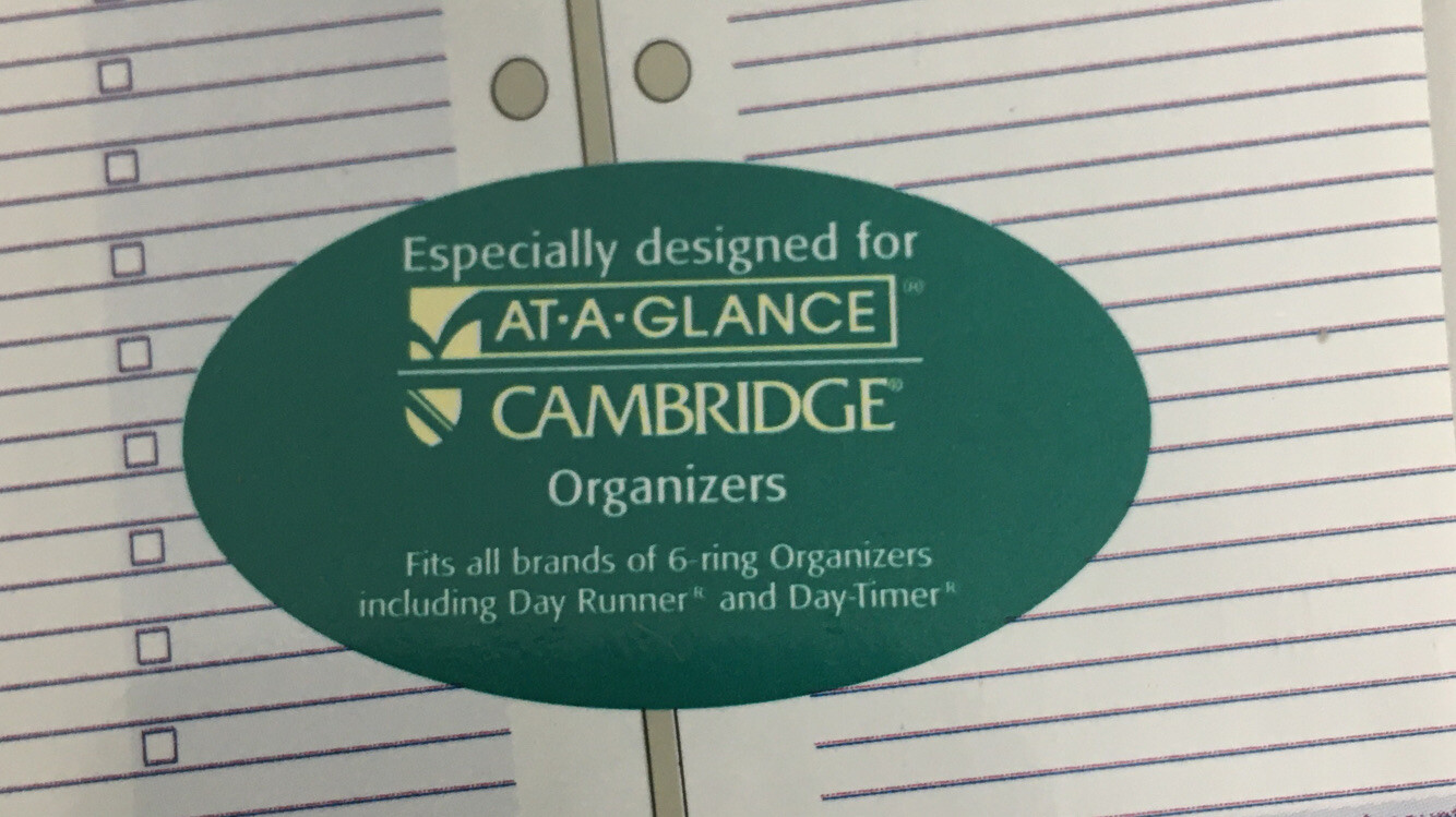 At-A-Glance #47752 2 Pages Per Day Refills 3 3/4 x 6 3/4, fits 6 ring 32 per pk