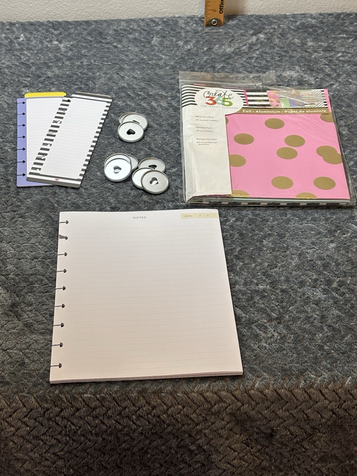 Happy Planner Accessories Bundle Pocket Folders Note Paper 9 Expander Disks