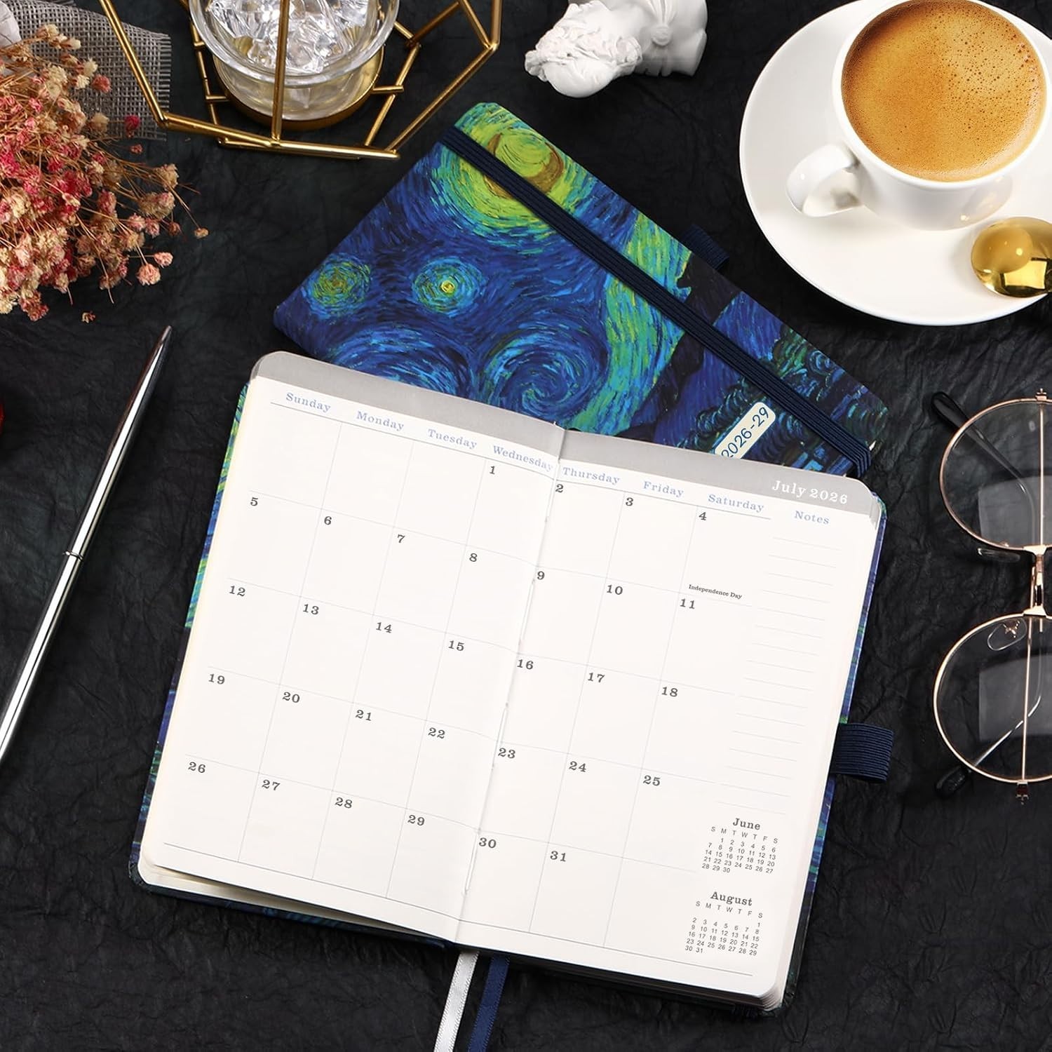 2026-2029 Monthly Planner – Stylish Faux Leather Organizer with Elastic Closure