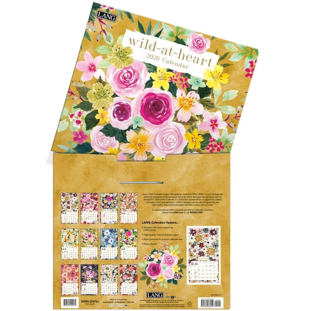 Lang, Wild at Heart 2026 Wall Calendar by Barbra 12.5″W x 0.2″H, 2026