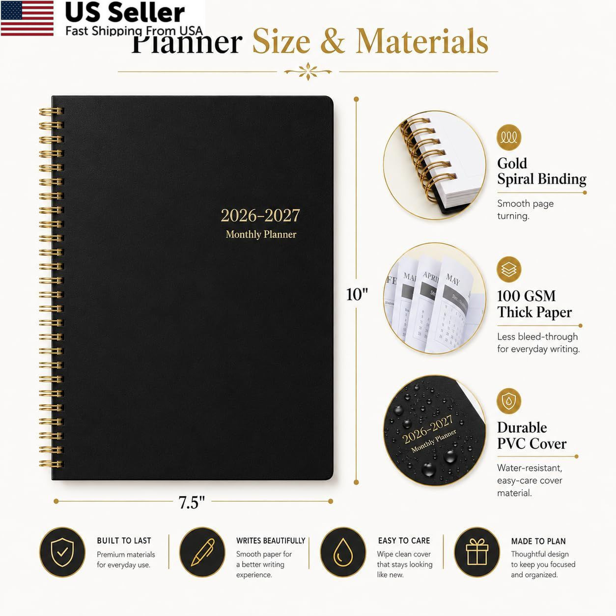Monthly Planner 2026-2027, Jan 2026 – Dec 2027, 2 2026 – Black