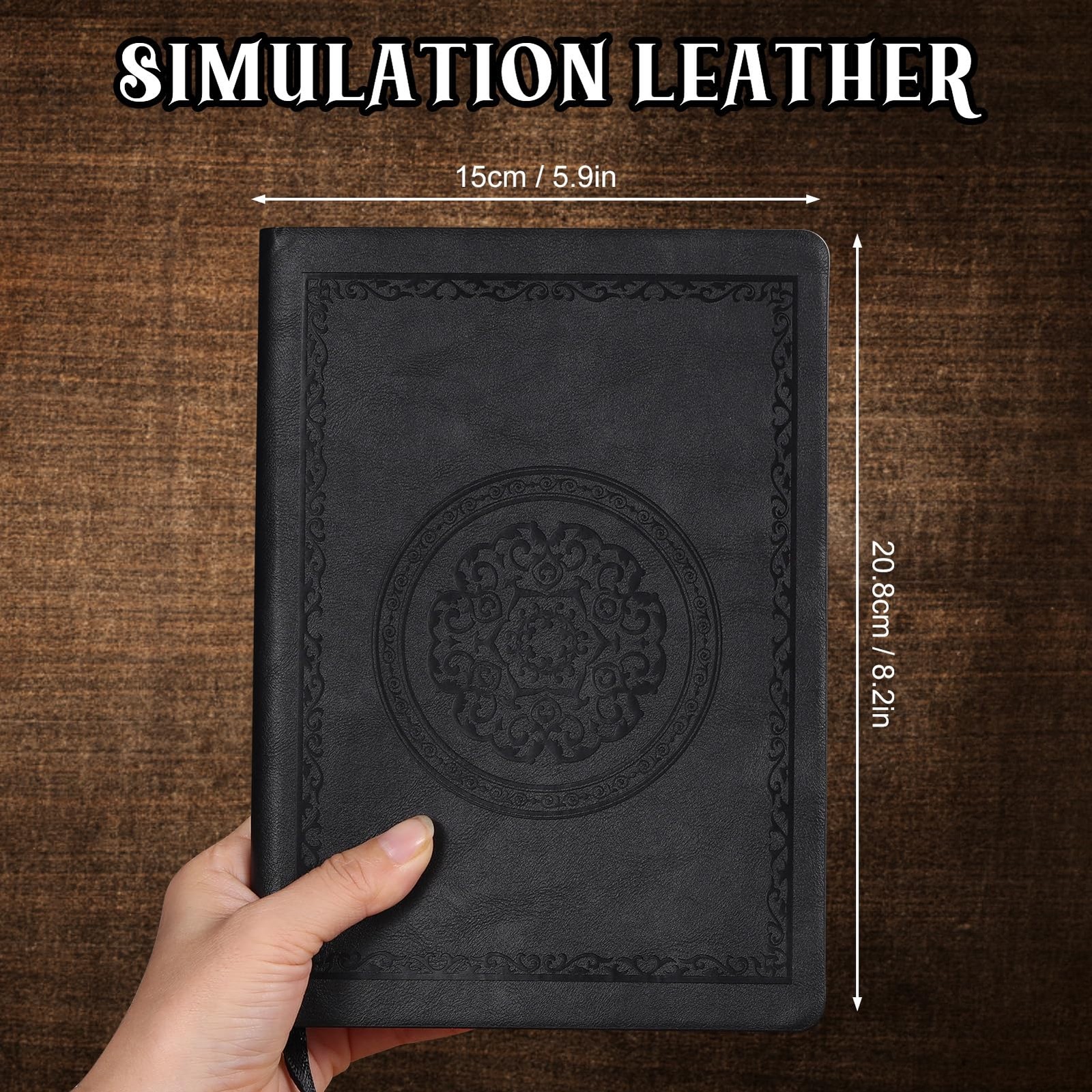 Fetinar 2026 Leather Vintage Journal Notebook,Leather Softcover Lined Black