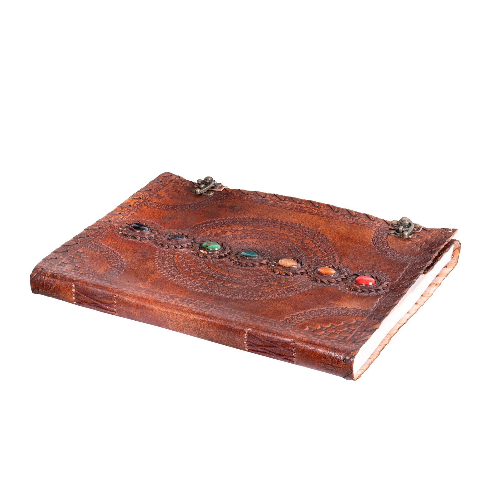 Leather Journal 13 x 10 in Unlined 200 Recycled Thick Pages – Handmade Chakra