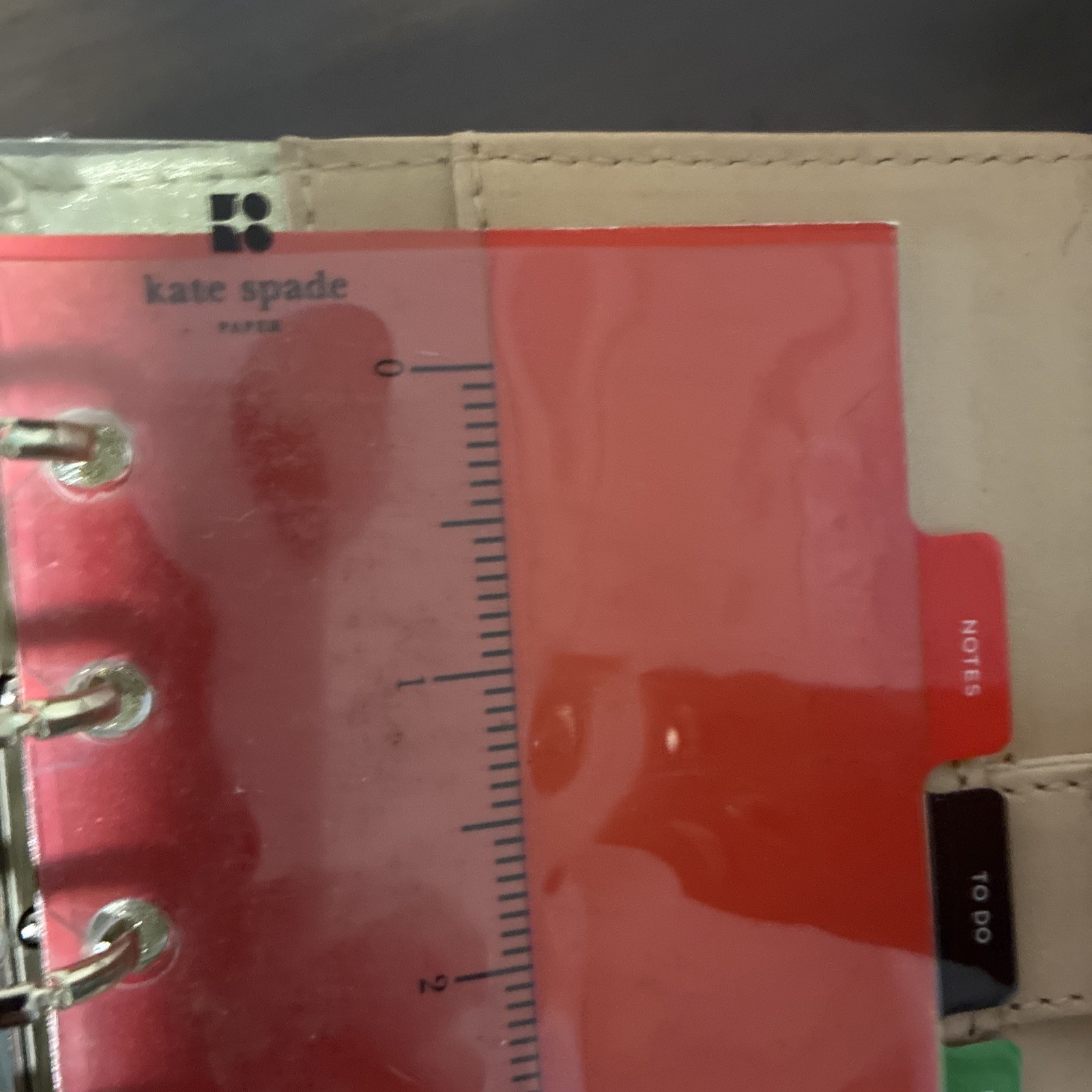 Kate Spade New York System Planner cover Pink And Tan Leather, inside 6 ring