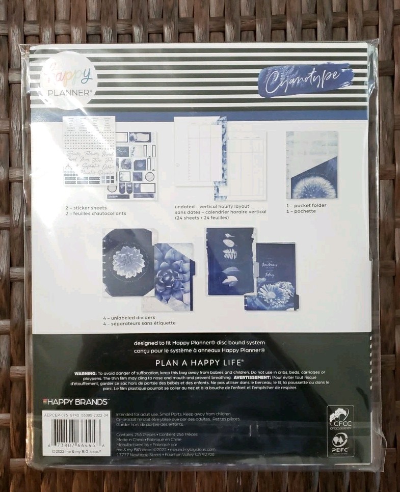 Happy Planner Cyanotype Vertical Hourly Classic Extension Pack 4 Months