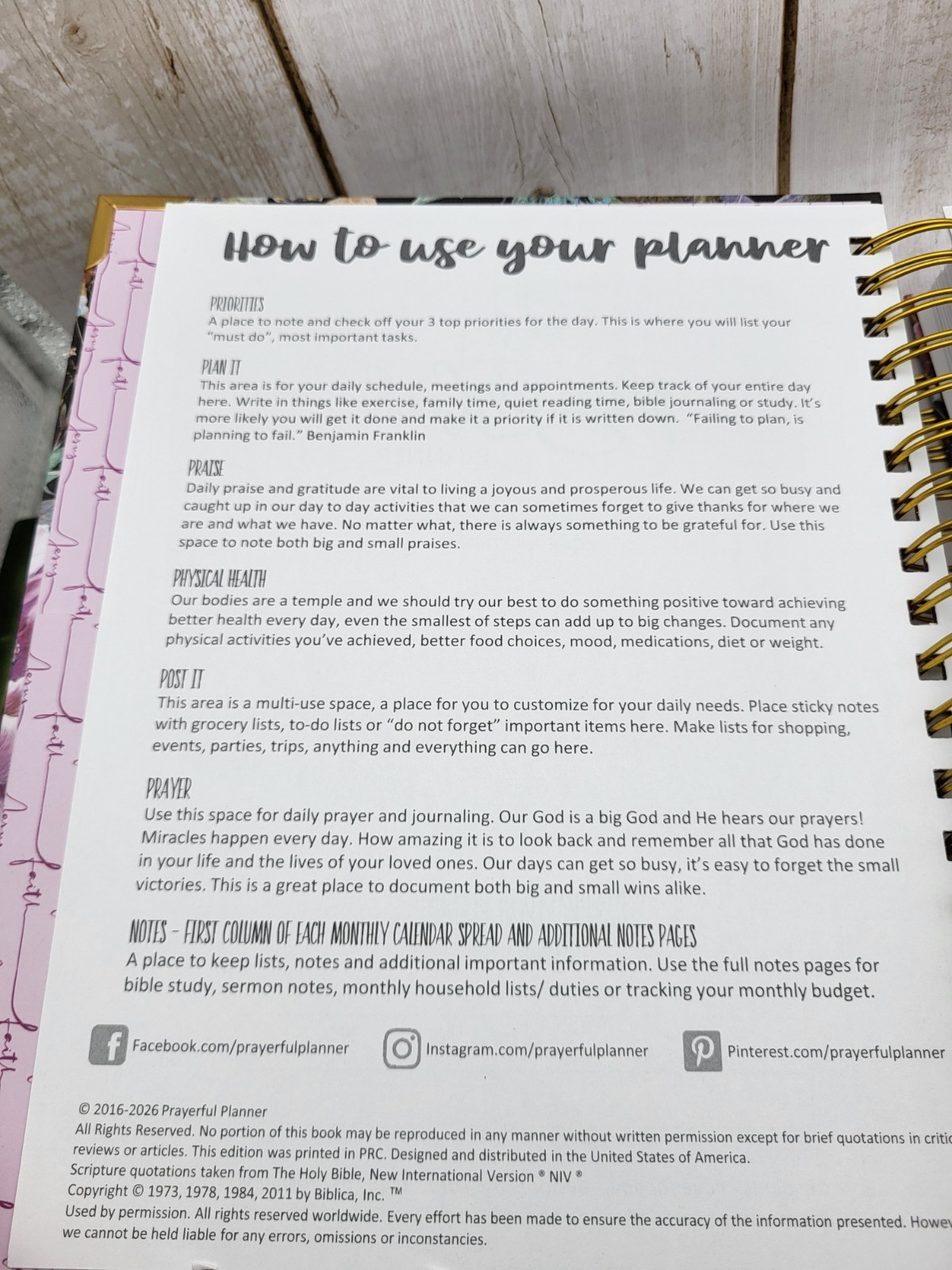 2026 Prayerful Planner Black Floral Hadrcover Undated Calendar Prayer List Book
