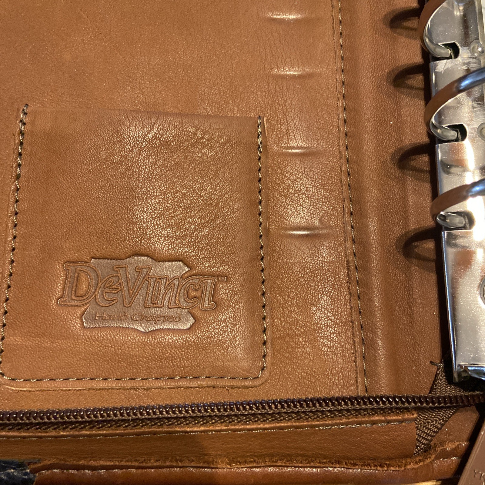 VTG Brown Leather Planner Binder 7-Ring -1.5″ DeVinci Hand Crafted