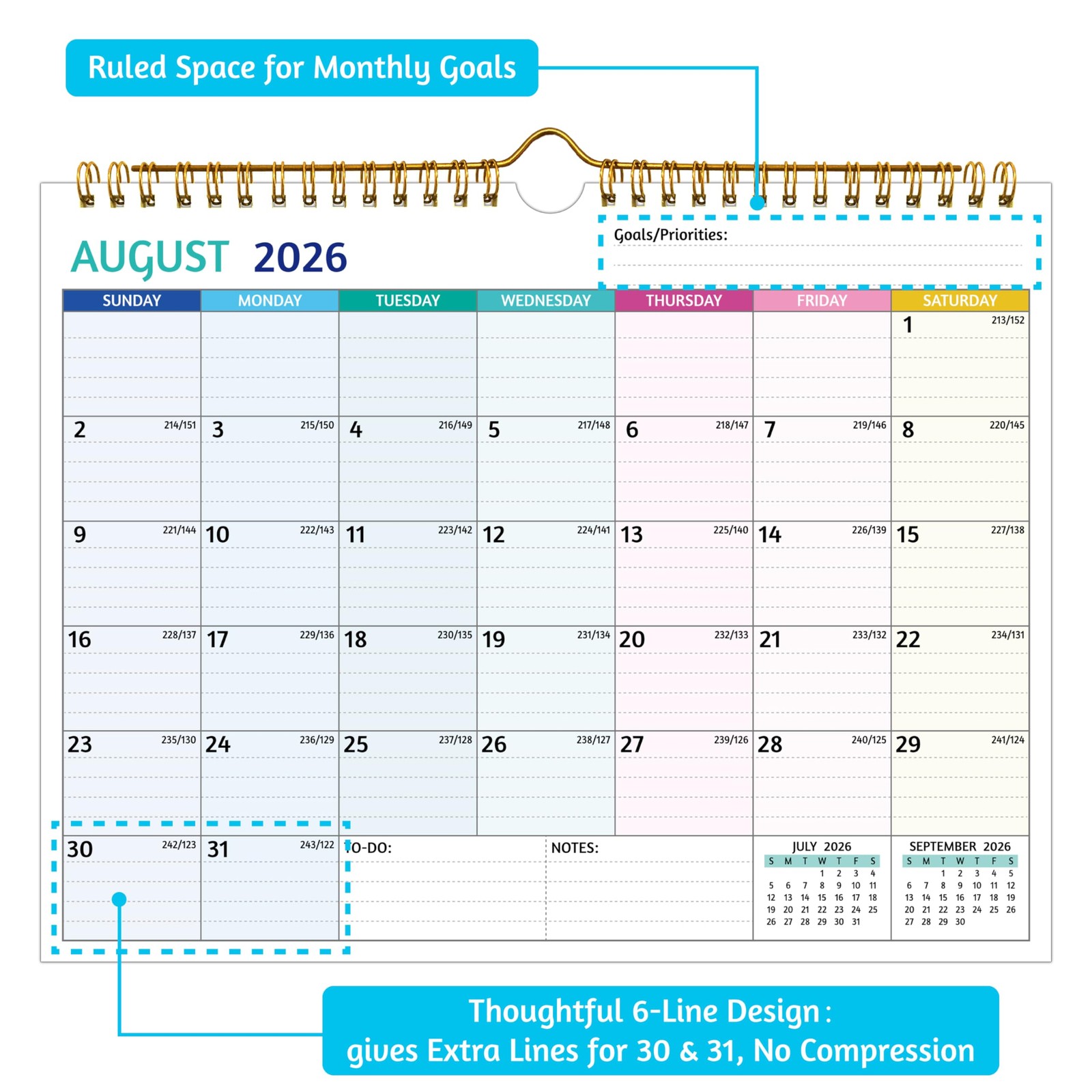 Wall Calendar 2026-2027 – 2 Year 2026-2027, 11 x 8.5 In, Jan 2026 -…