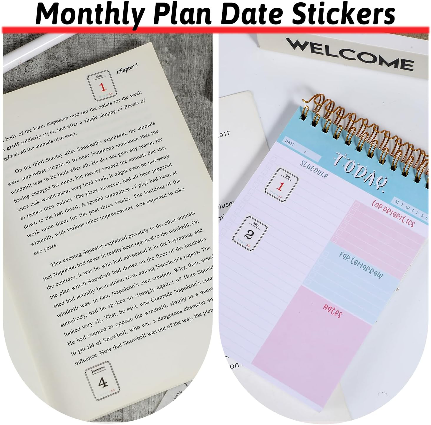 12 Monthly Calendar Stickers for Planners, Undated Calendars, Journals & Noteboo