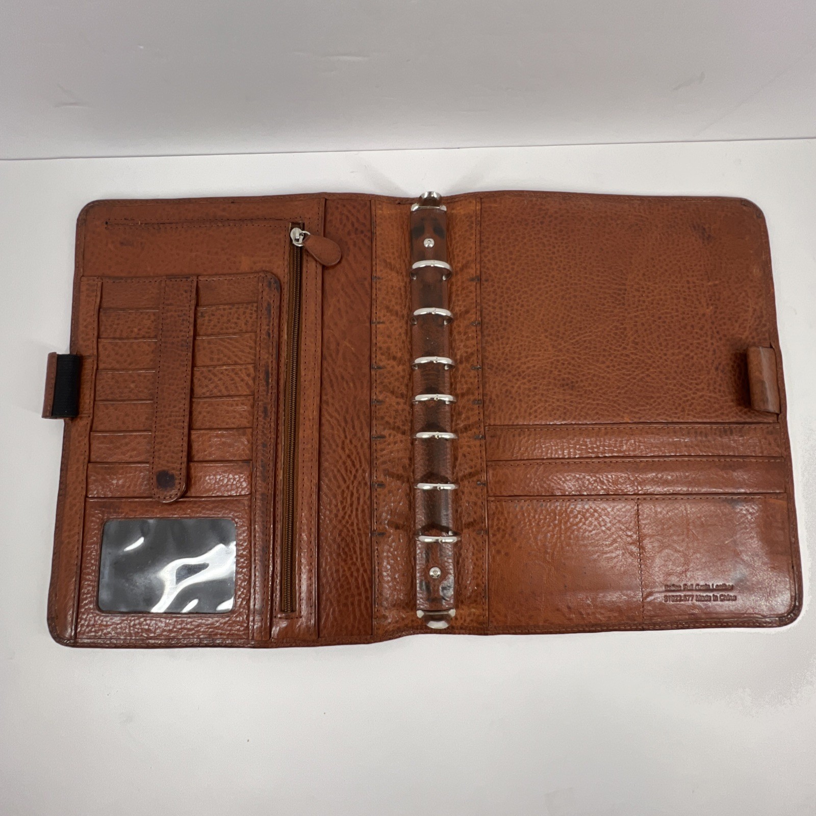Franklin Covey Full Grain Italian Leather 7 Ring Binder Chestnut Brown Vintage
